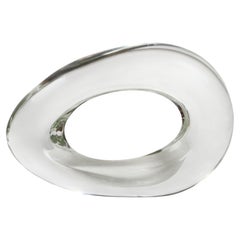 1960s Signed Luciano Gaspari Salviati Murano Clear Glass Ring Sculpture - Rare