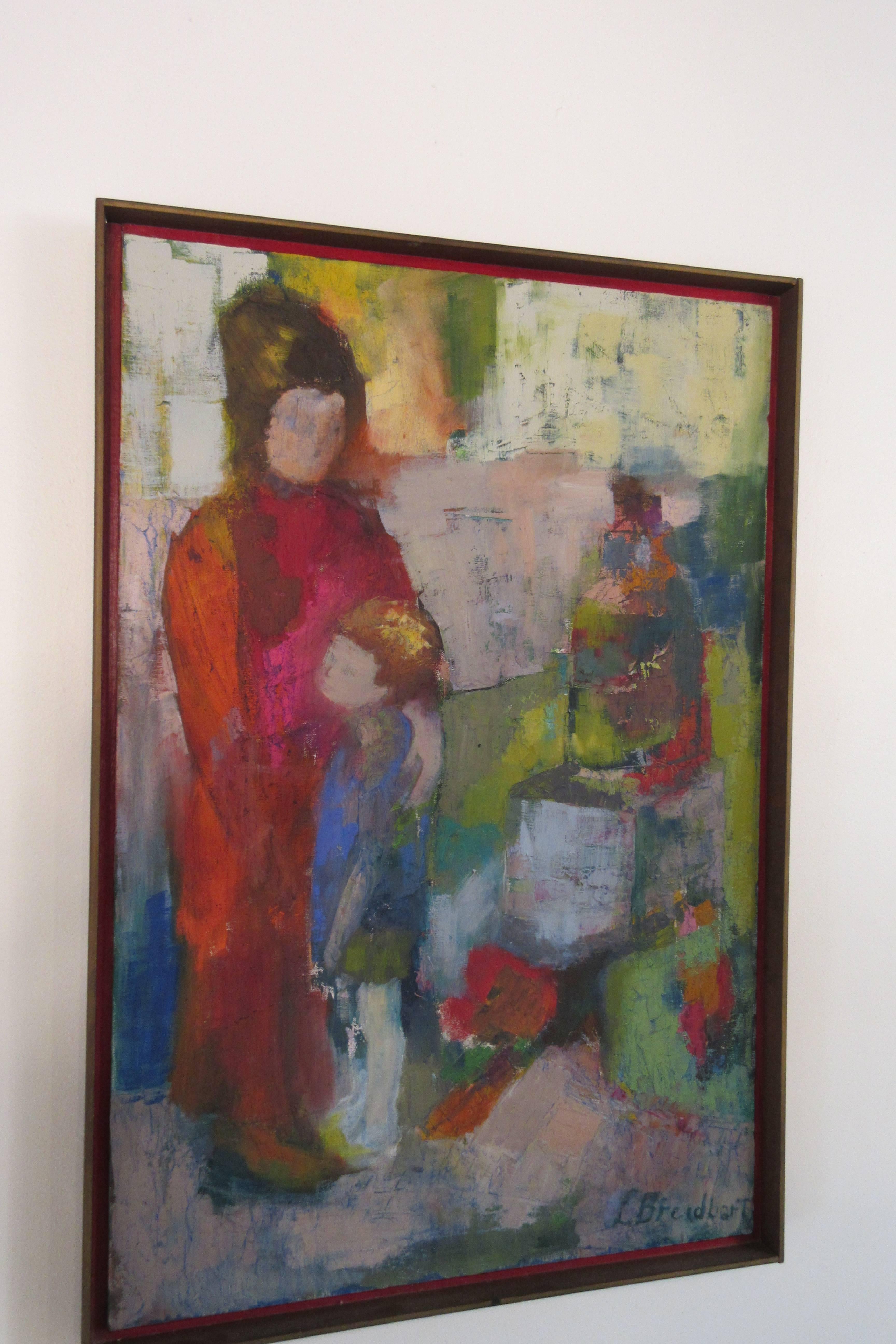 1960s Signed Oil on Canvas Mother and Child In Good Condition In Tarrytown, NY