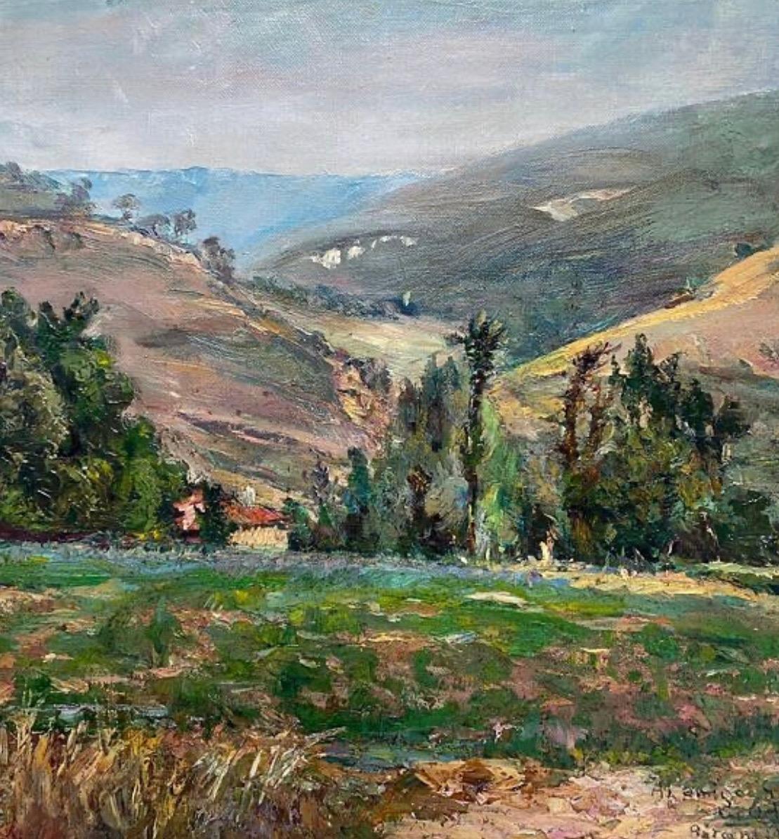 1960 Signed Provence landscape framed painting. Measures 59cm x 46cm