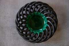 1960s Signed Vallauris Fréres Massier Woven Ceramic Bowl