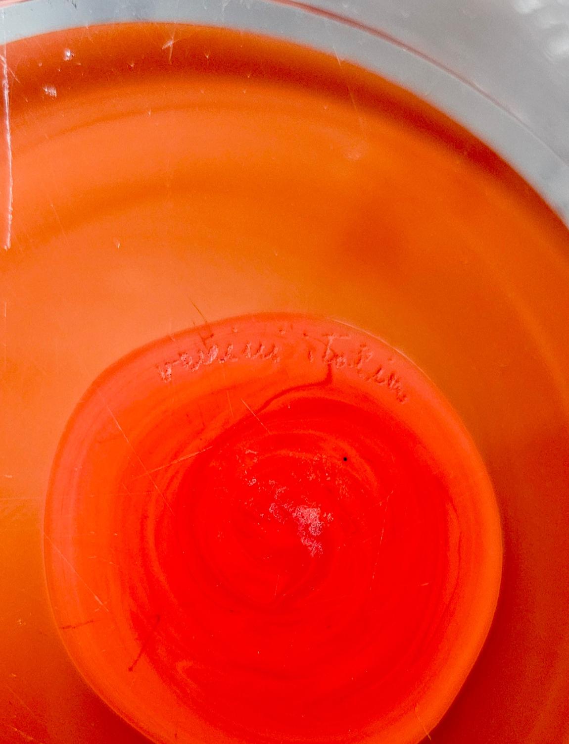 italien 1960s Signed Venini Orange Murano Glass Bowl (bol en verre de Murano signé) en vente