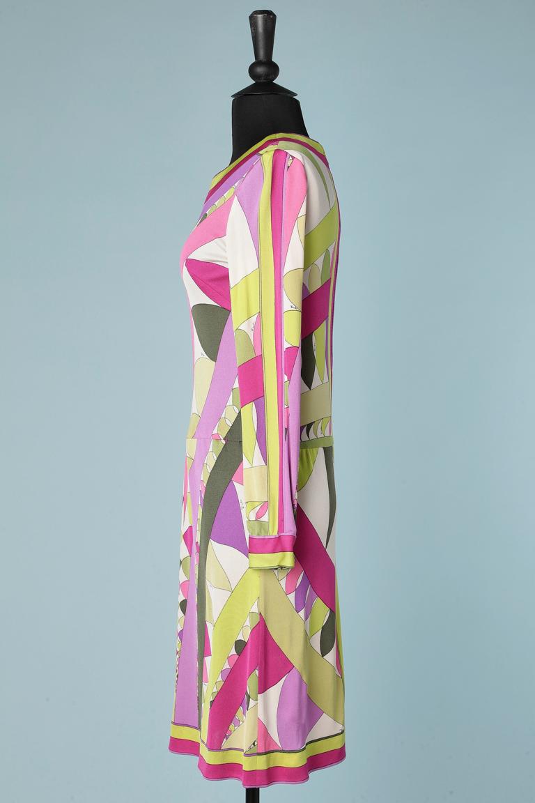 Marrone Abito anni '60 in jersey di seta stampato Emilio Pucci per For Saks Fifth Avenue in vendita