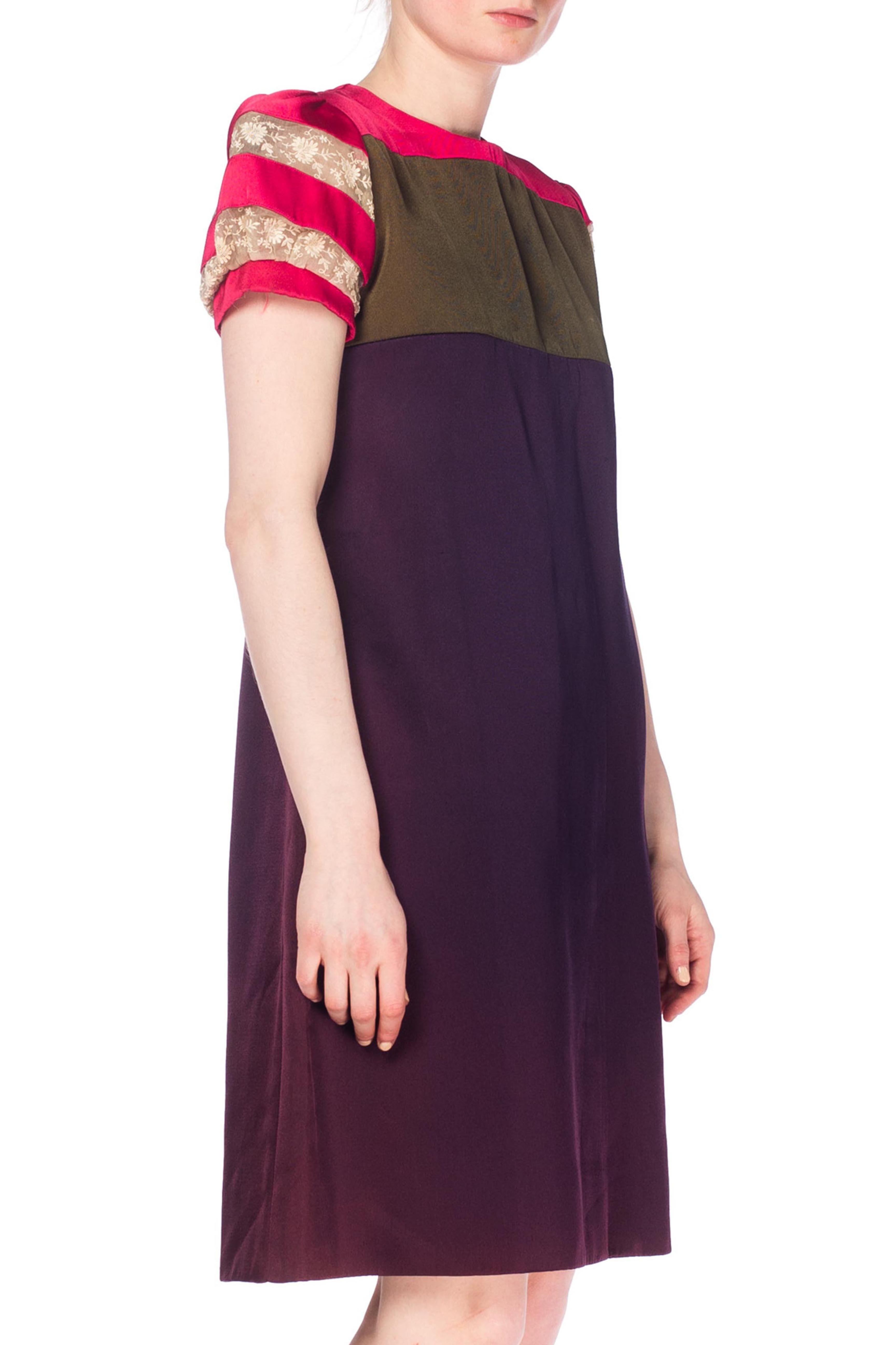 1960S Silk Mod Color Blocked Dress In Good Condition For Sale In New York, NY