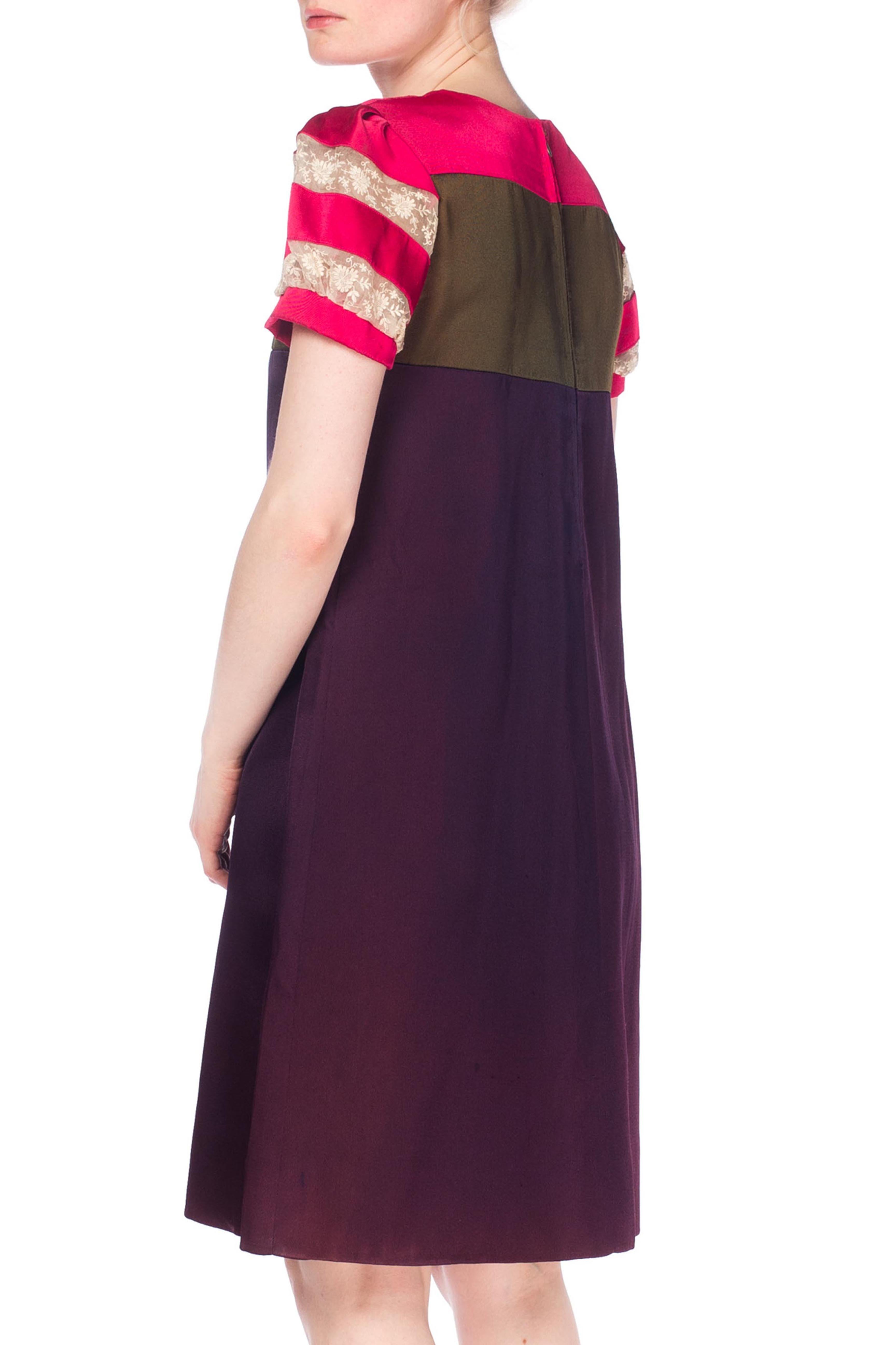 Women's 1960S Silk Mod Color Blocked Dress For Sale