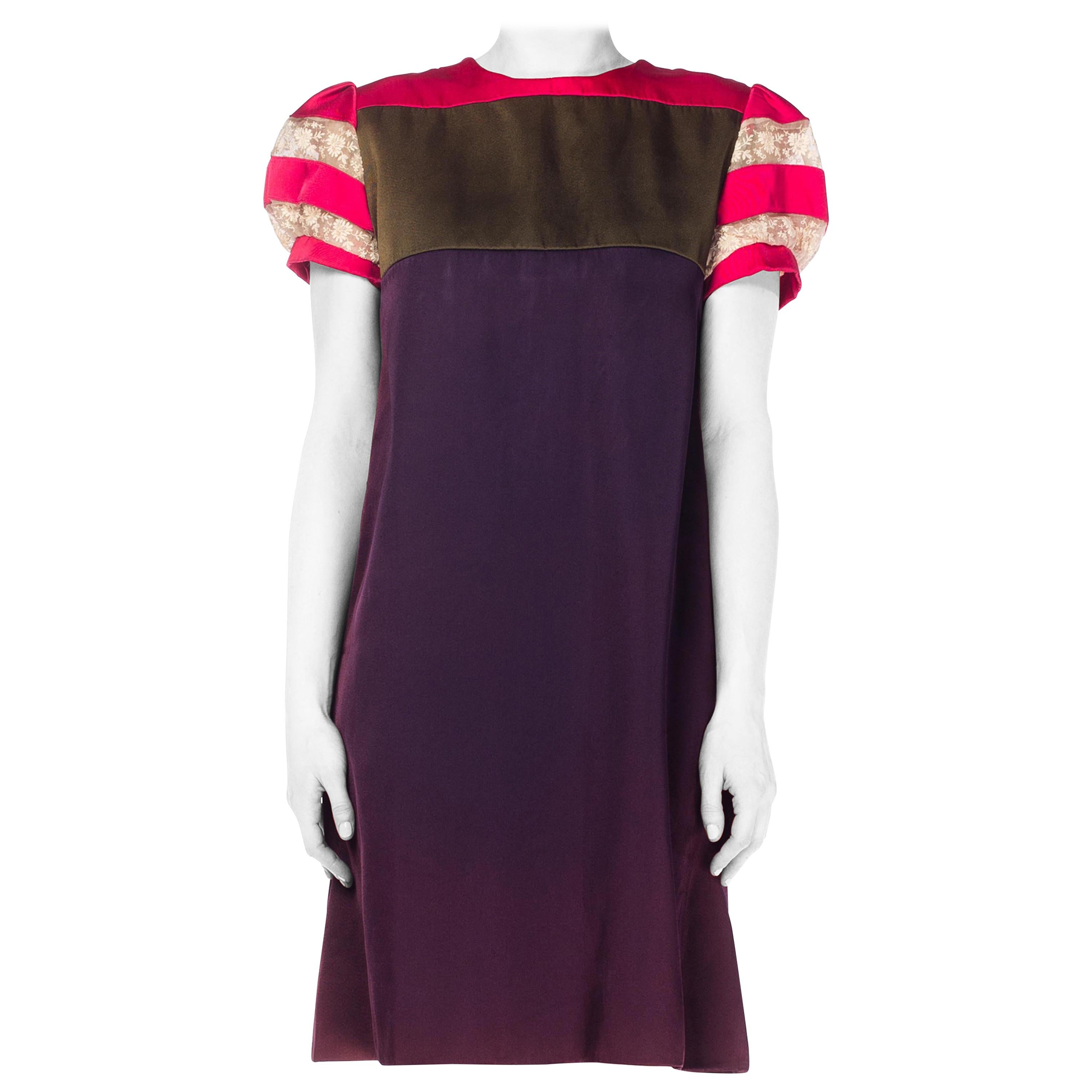 1960S Silk Mod Color Blocked Dress For Sale