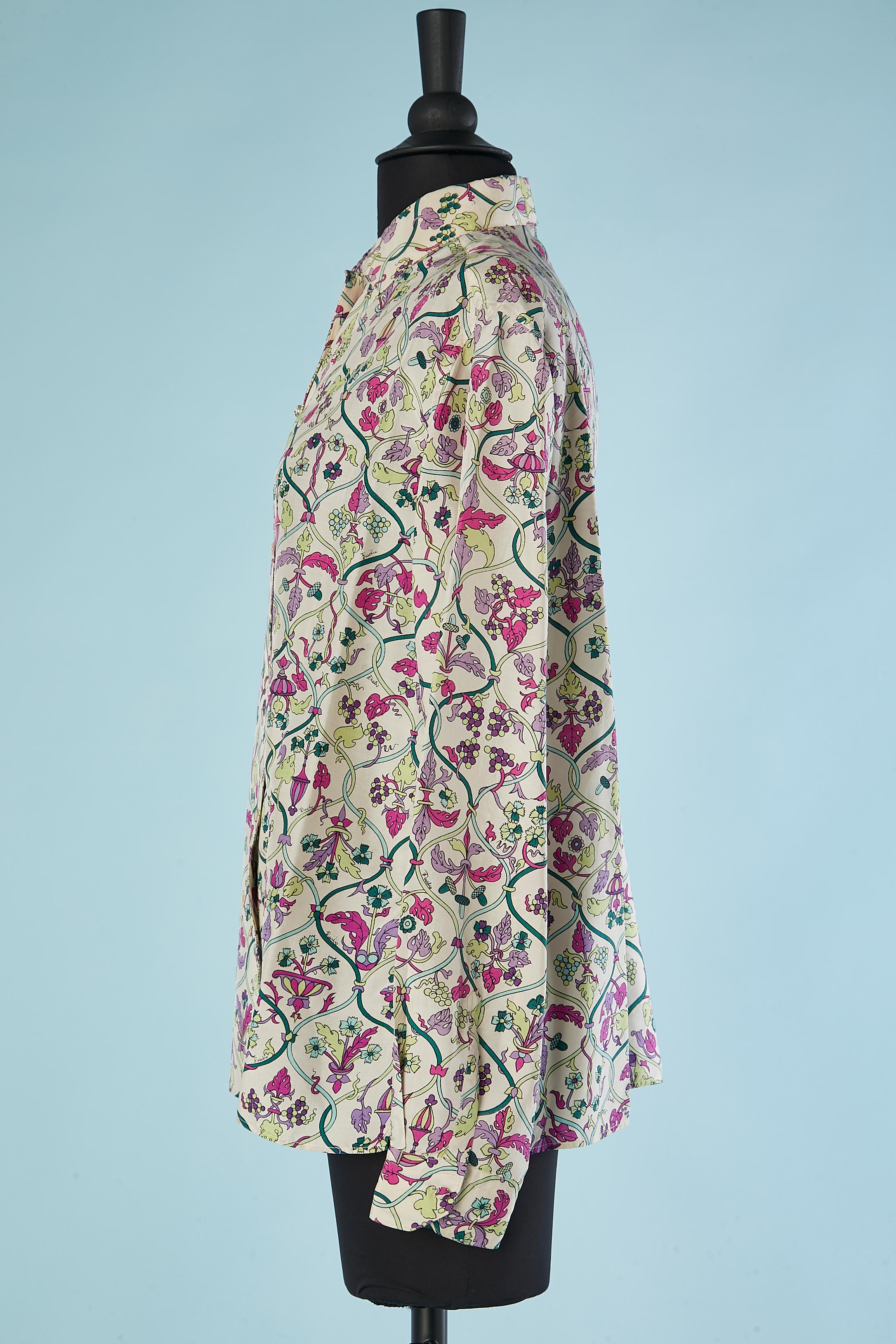 1960's Silk printed shirt Emilio Pucci  In Excellent Condition For Sale In Saint-Ouen-Sur-Seine, FR
