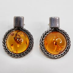 Orecchini d'ambra in argento del 1960