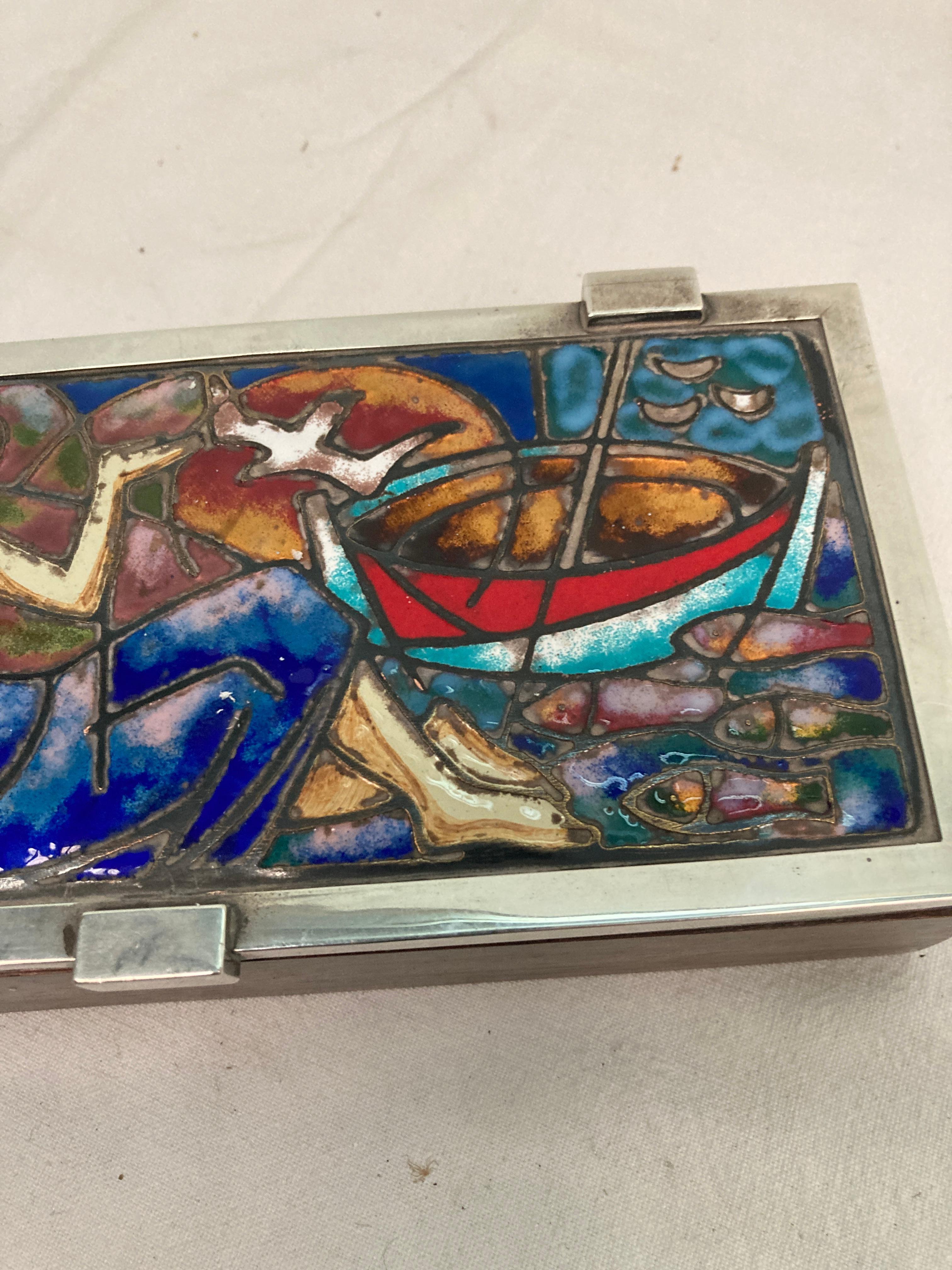 French 1960's silver and enamel boxe 