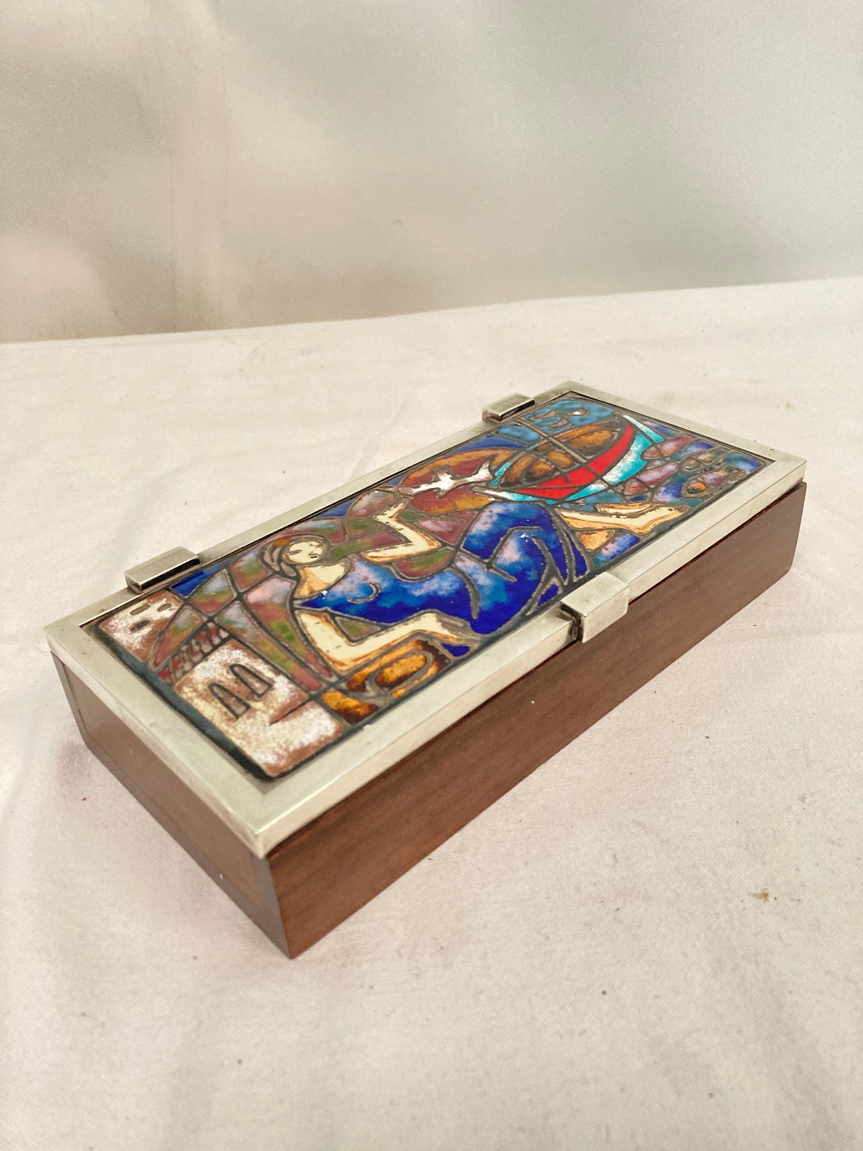 1960's silver and enamel boxe  In Good Condition In Bois-Colombes, FR