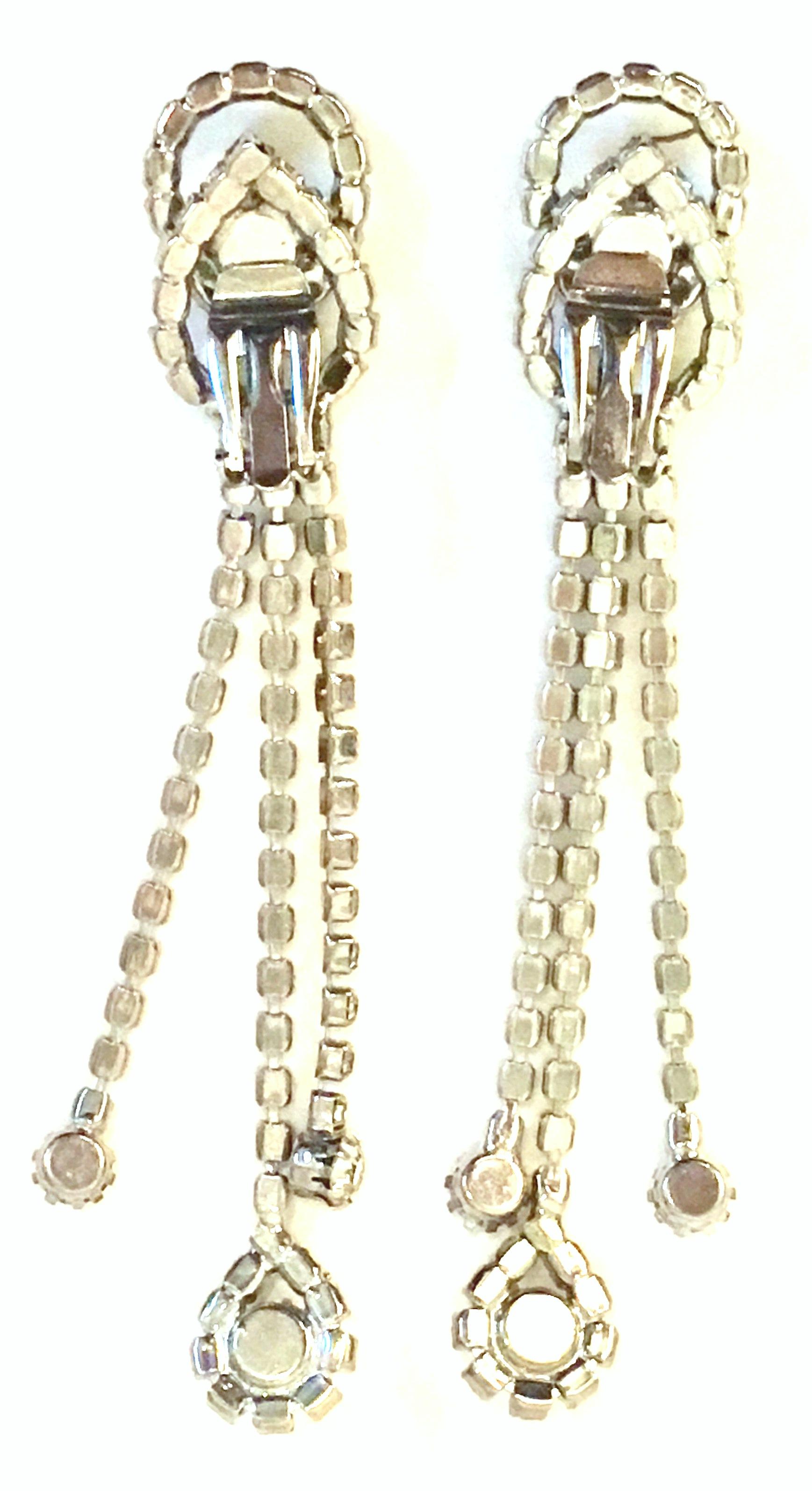 1960'S Silver & Austrian Crystal Dimensional Dangle Chandelier Earrings For Sale 6
