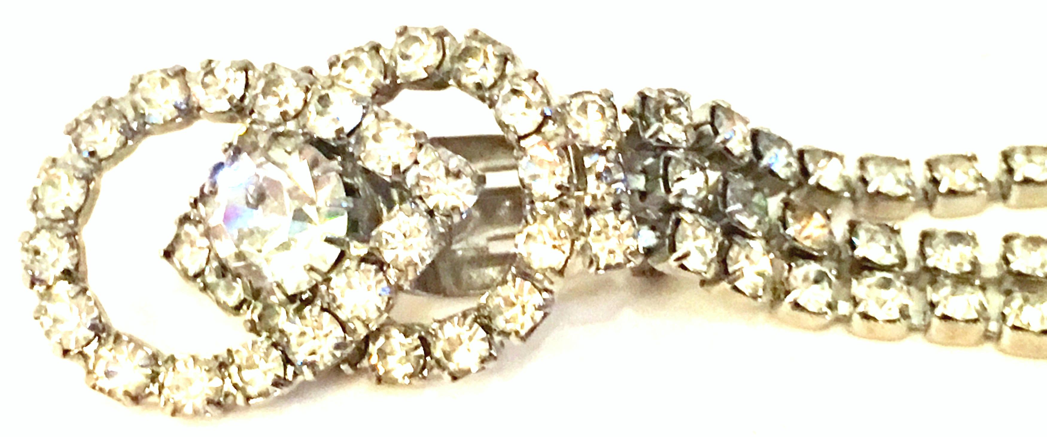 1960'S Silver & Austrian Crystal Dimensional Dangle Chandelier Earrings For Sale 3