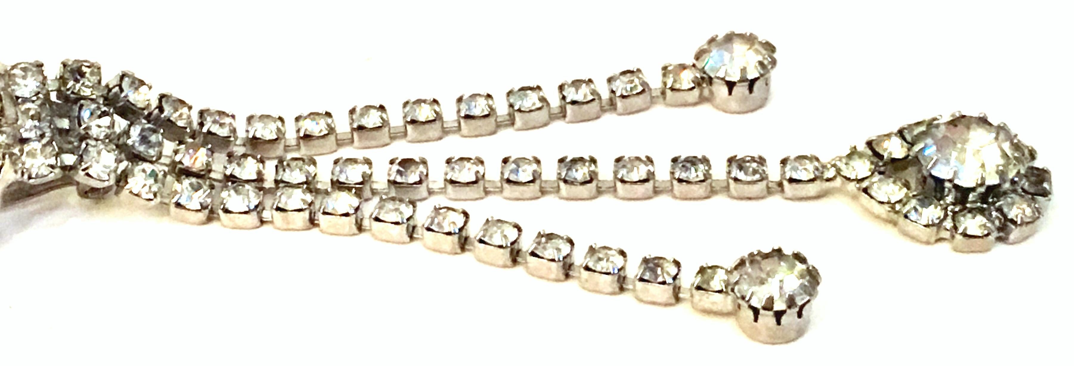 1960'S Silver & Austrian Crystal Dimensional Dangle Chandelier Earrings For Sale 5