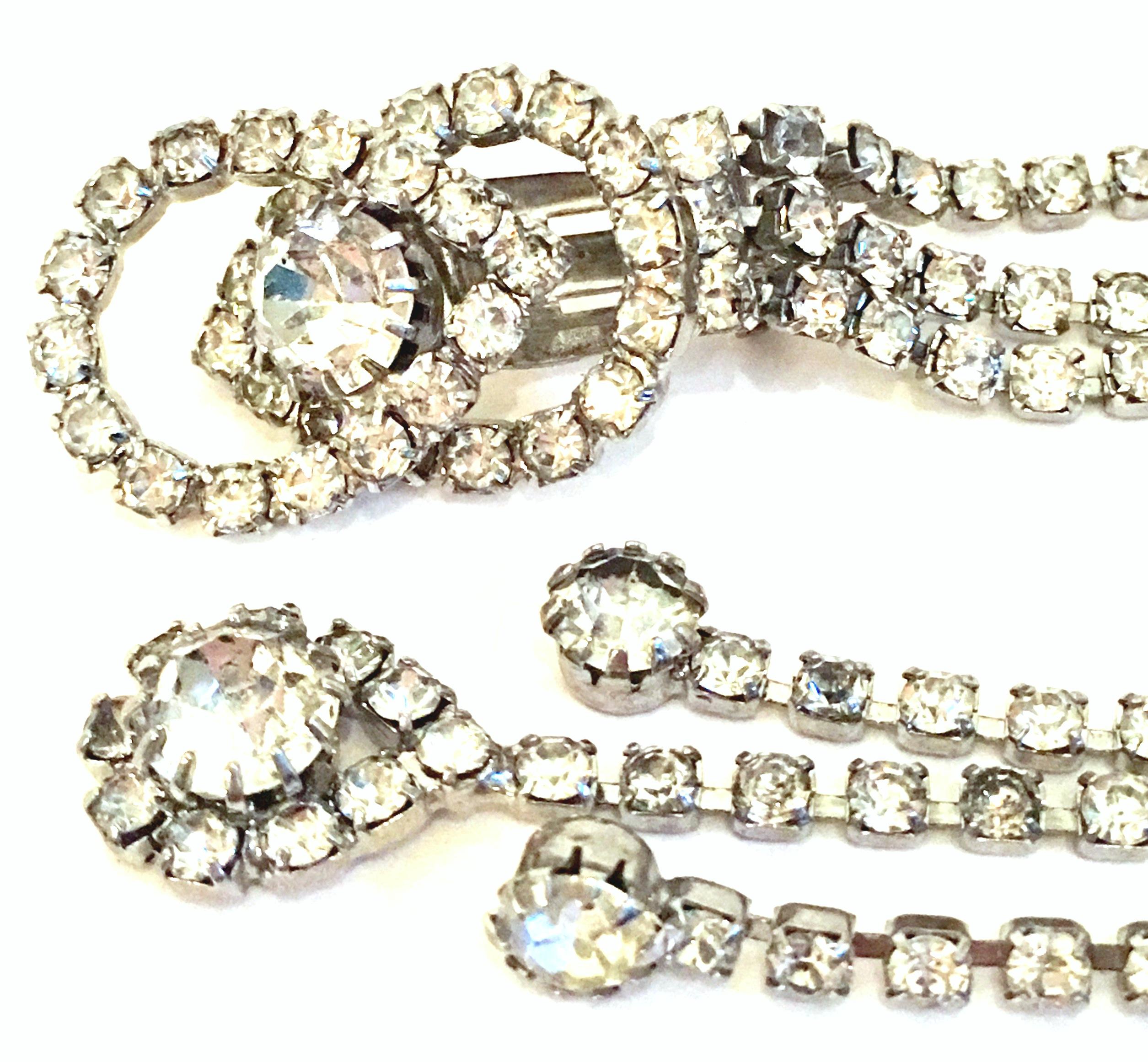 1960'S Silver & Austrian Crystal Dimensional Dangle Chandelier Earrings For Sale 2