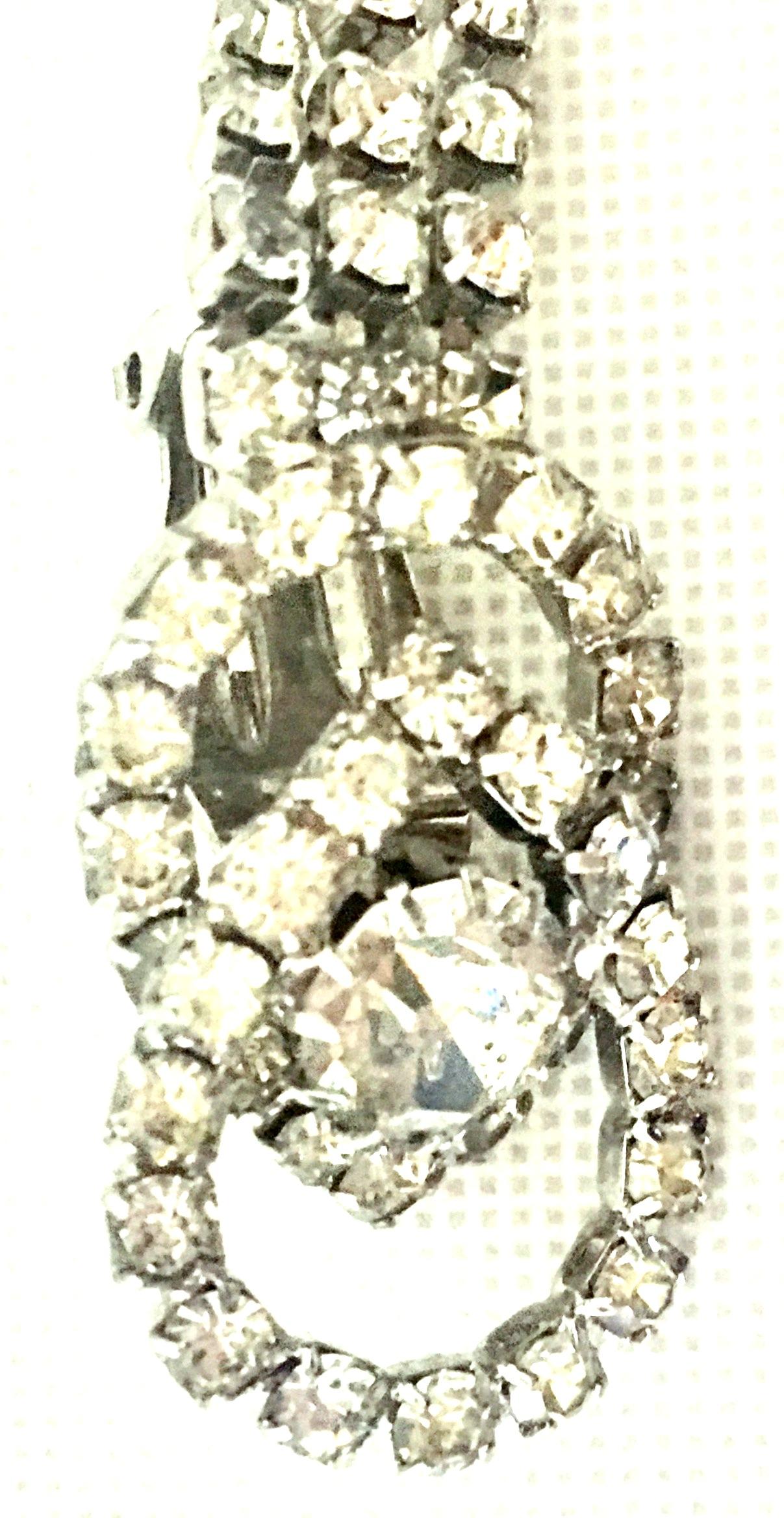 1960'S Silver & Austrian Crystal Dimensional Dangle Chandelier Earrings For Sale 4