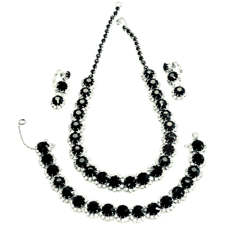 RARE Vintage Crystal Flower Necklace /& Earrings Set Made in Austria Demi Parure Lot of 2