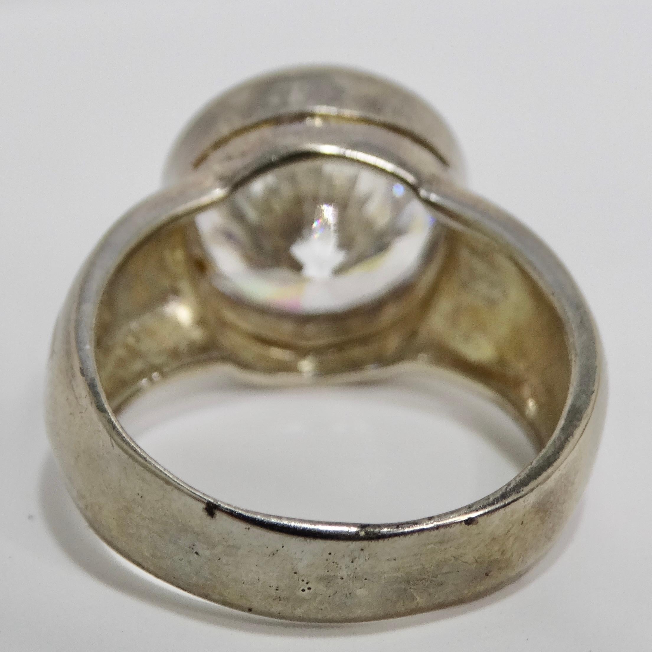 1960s Silver Cubic Zirconia Ring In Good Condition In Scottsdale, AZ