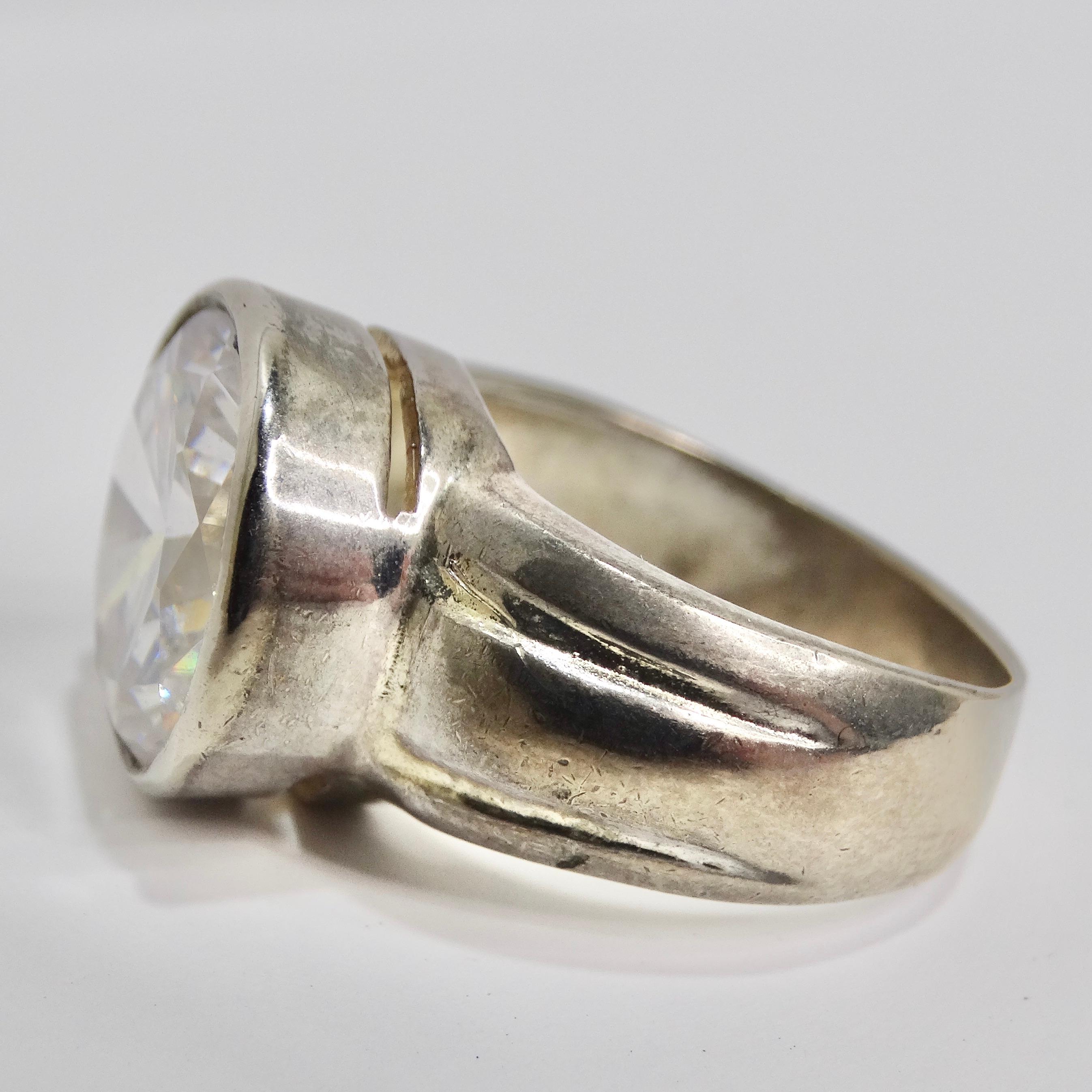 Women's or Men's 1960s Silver Cubic Zirconia Ring