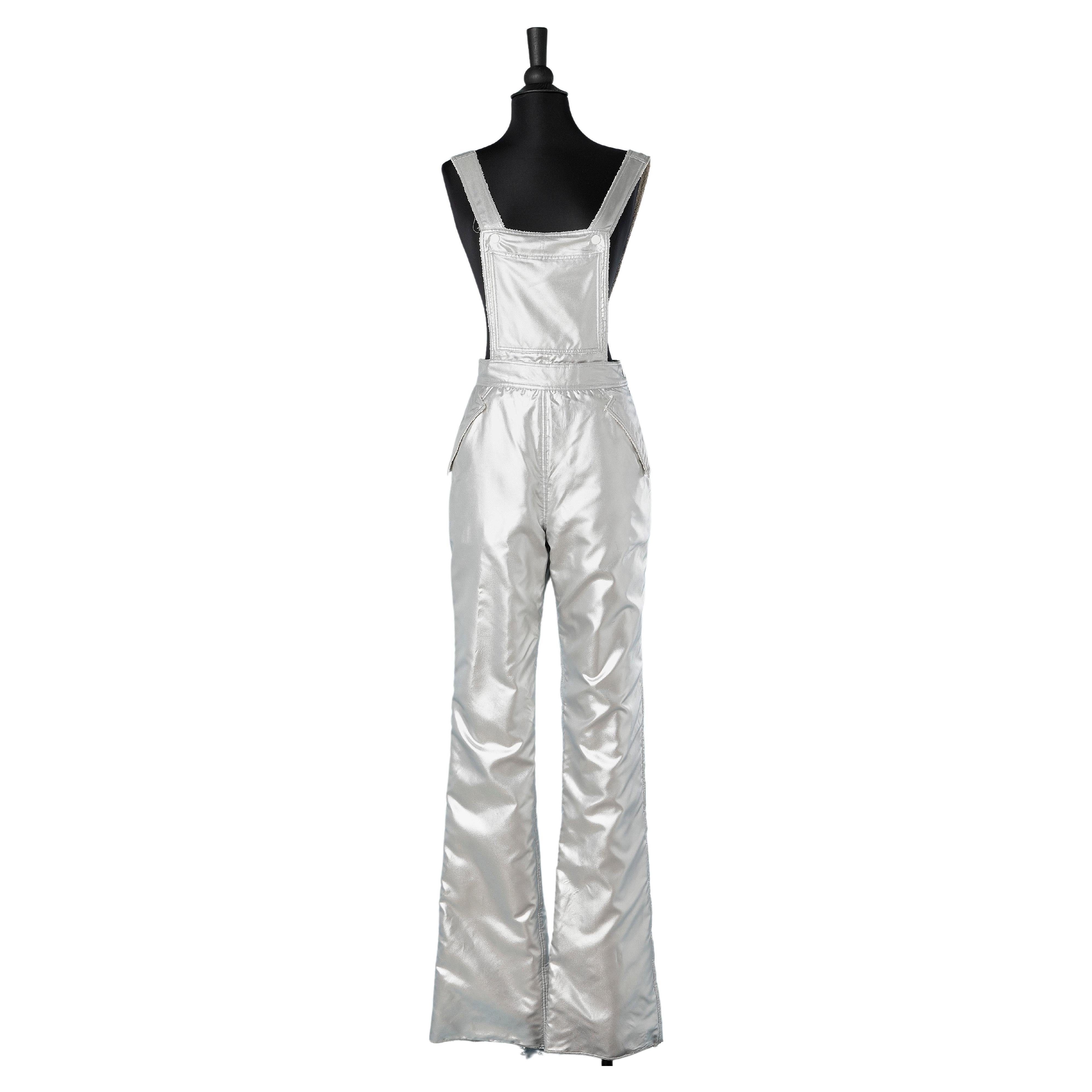 1960's silver dungarees with white terry cloth lining Courrèges Paris Hyperbole