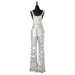 1960's silver dungarees with white terry cloth lining Courrèges Paris Hyperbole 