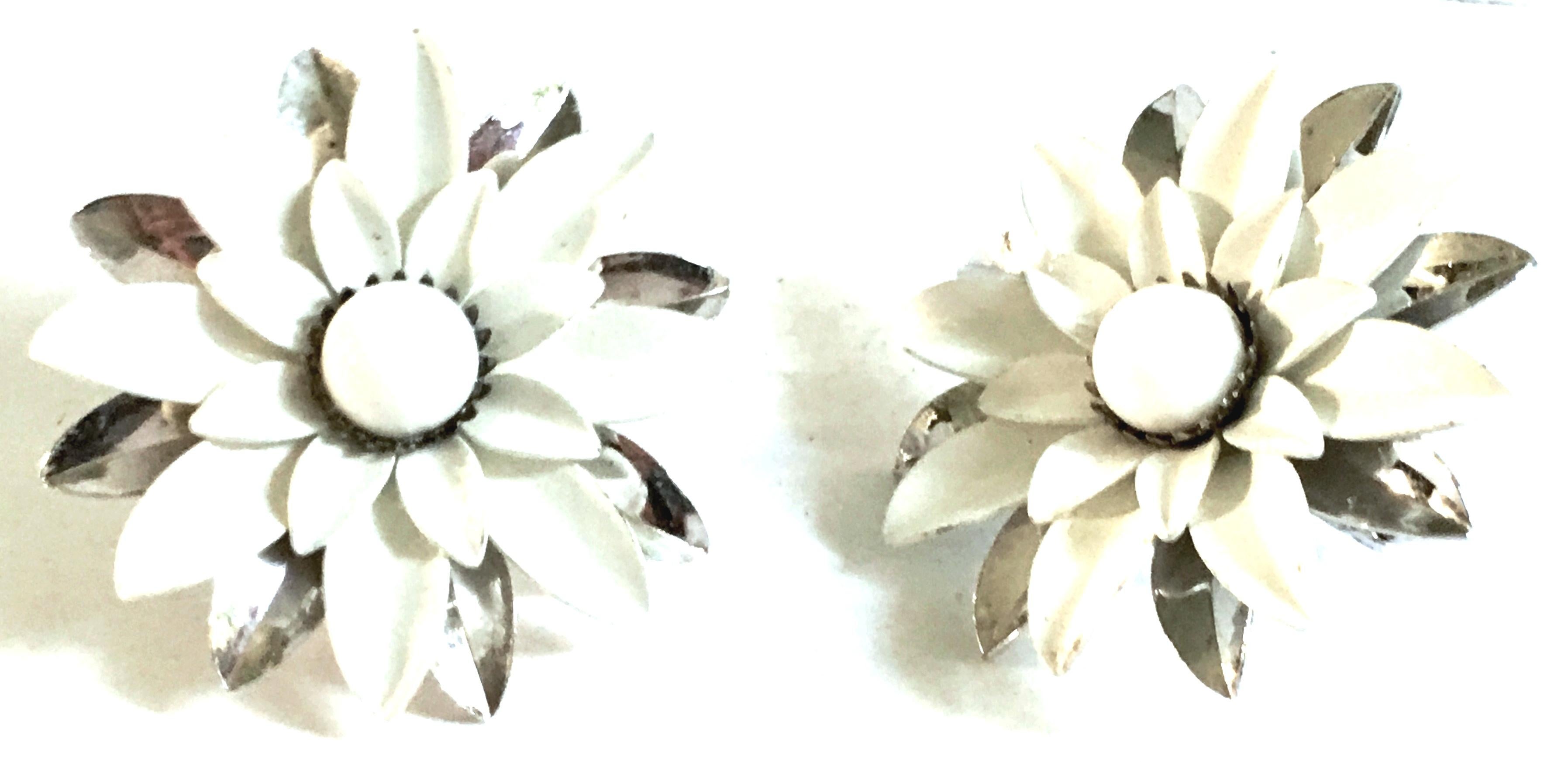 1960'S Silver & Enamel Abstract Big Flower Brooch & Earrings S/3 By Coventry For Sale 3