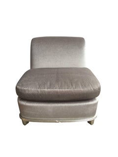 1960s Silver Mohair Lounge Chair in the Style of James Mont