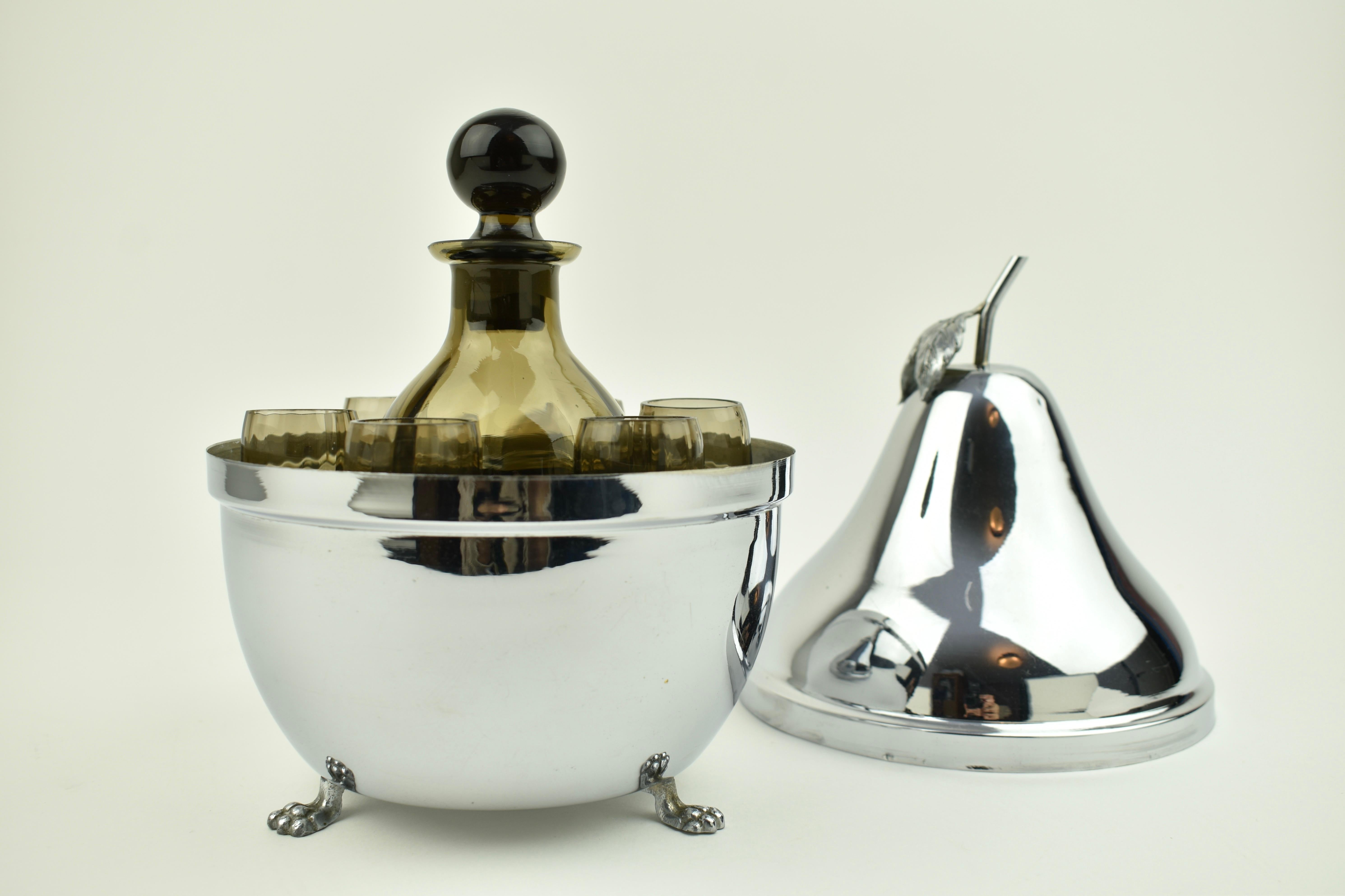 Mid-20th Century 1960s Silver Pear Liquor Cabinet