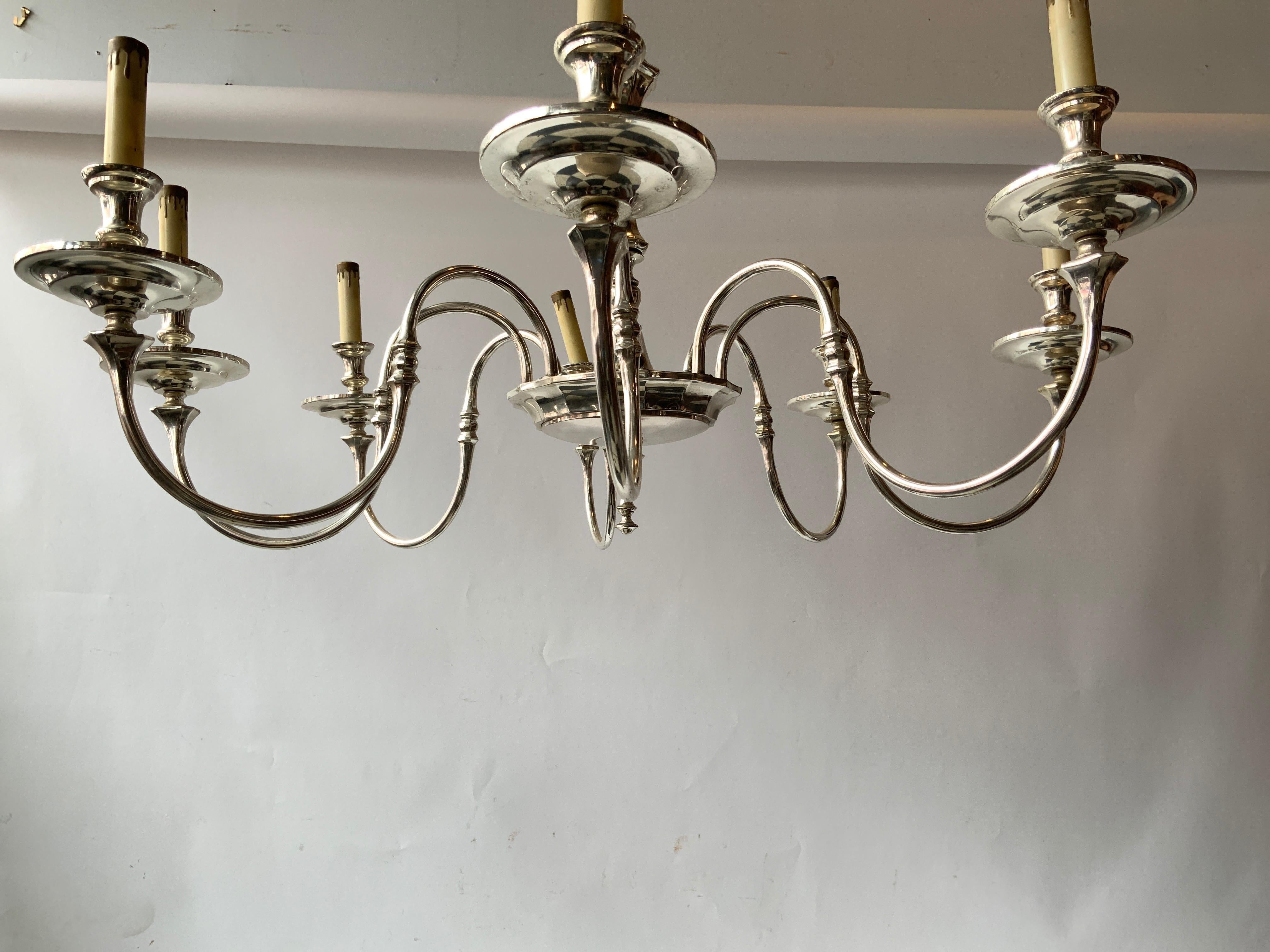1960s Silver Plate 8-Arm Chandelier For Sale 1