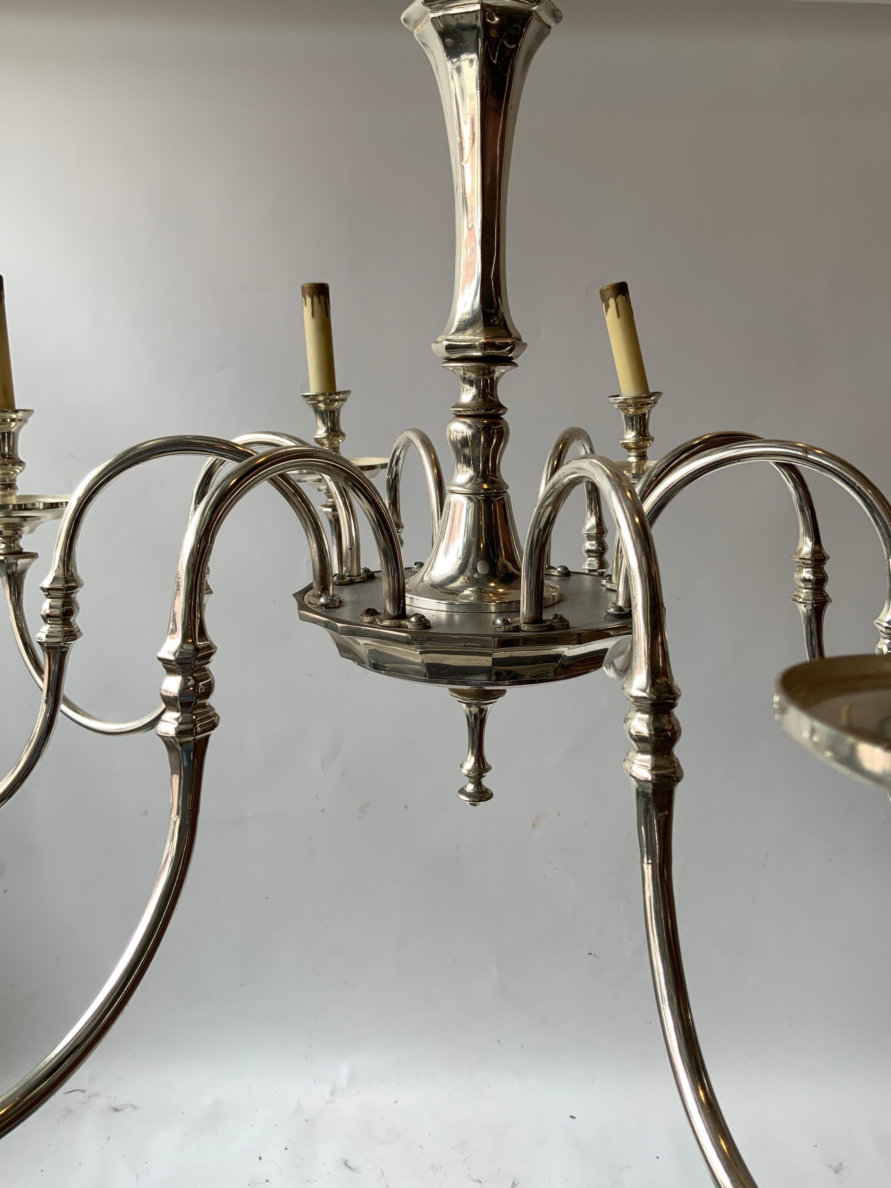 1960s Silver Plate 8-Arm Chandelier For Sale 2