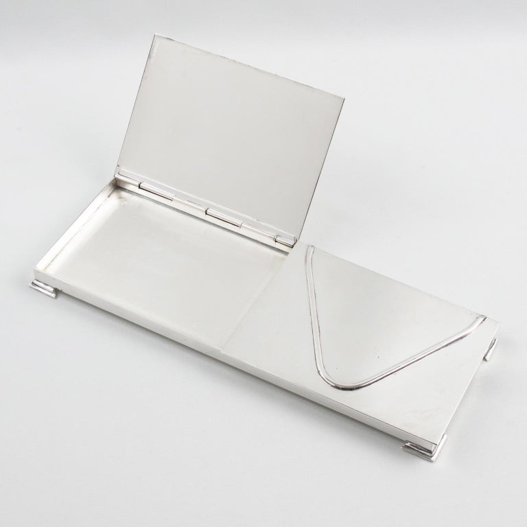 Silver Plate Extra Long Flat Box Attributed to Hermes Paris, 1960s For ...