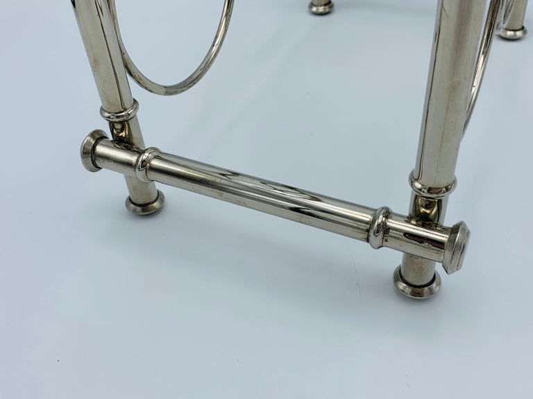 1960s Silver Plate Faux Bamboo Wine Bottle Rack For Sale at 1stDibs