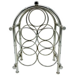 1960s Silver Plate Faux Bamboo Wine Bottle Rack