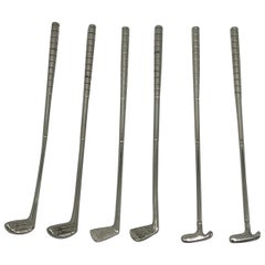 1960s Silver-Plate Golf Club Cocktail Stir-Sticks, Set of Six