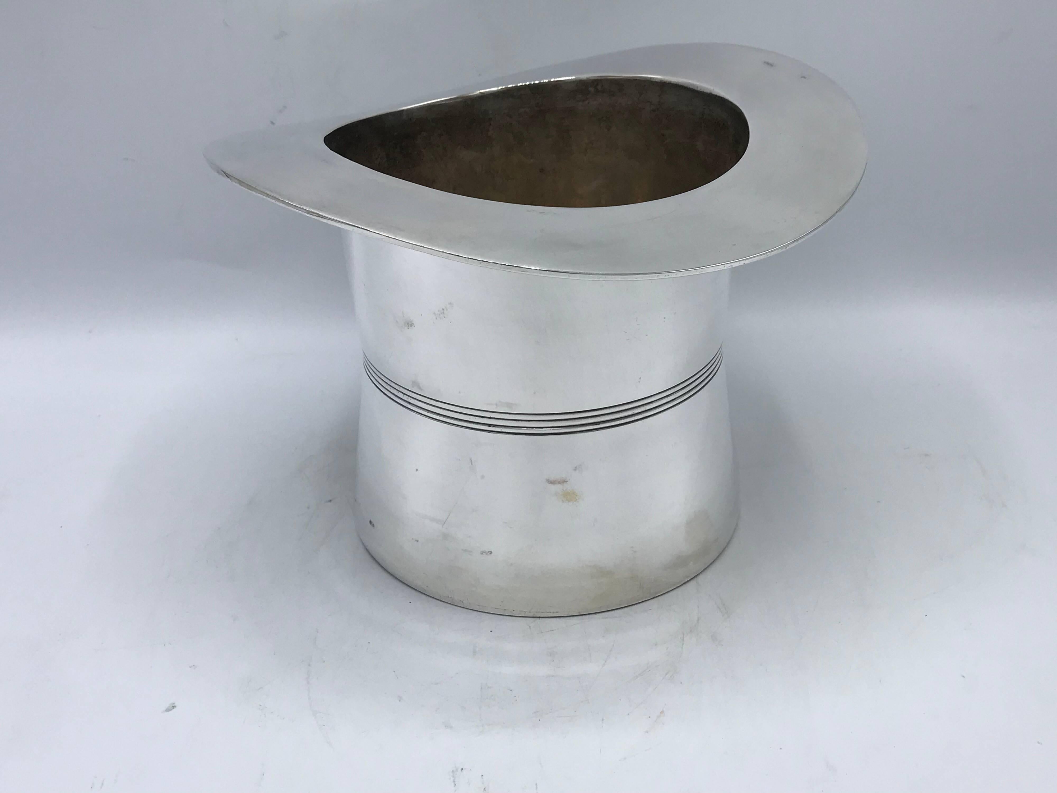 Polished 1960s Silver Plate Top Hat Wine Bottle Chiller