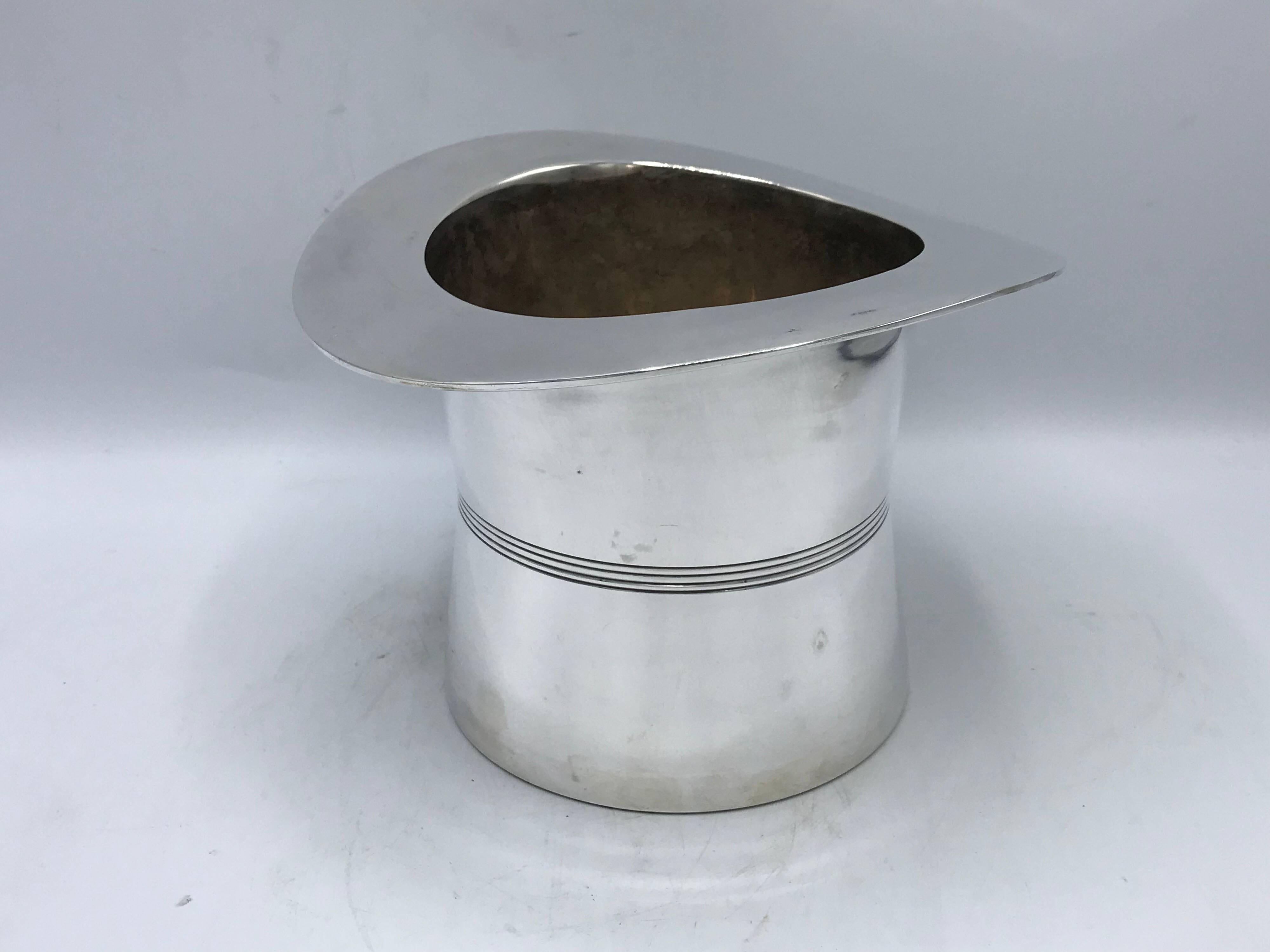 1960s Silver Plate Top Hat Wine Bottle Chiller In Excellent Condition In Richmond, VA