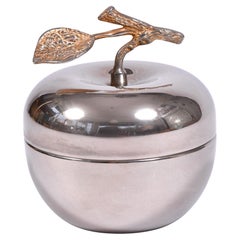 1960s silver plated apple with brass leaf handle