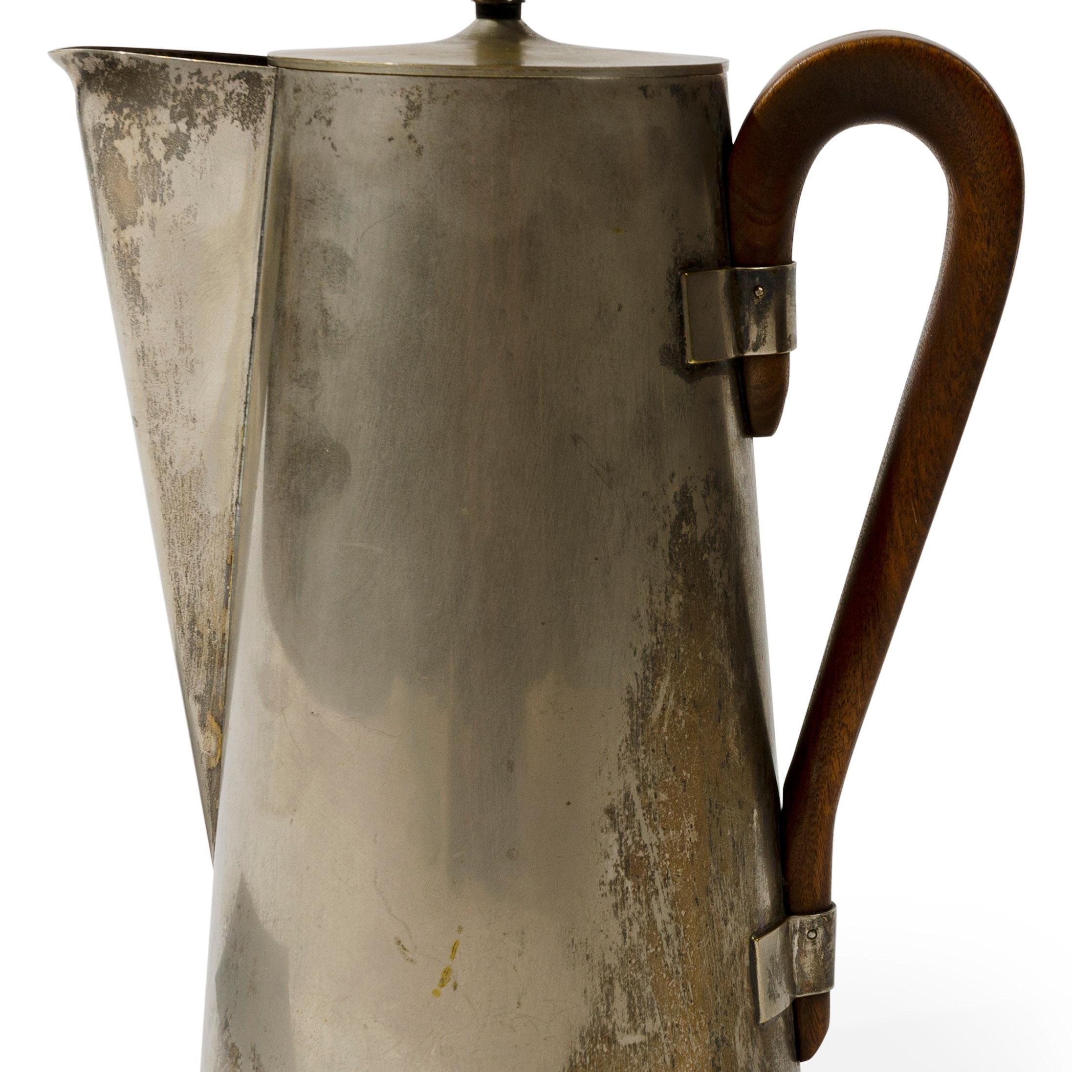 American 1960s Silver Plated Brass Tea Pot by Tommi Parzinger for Dorlyn Silversmiths For Sale
