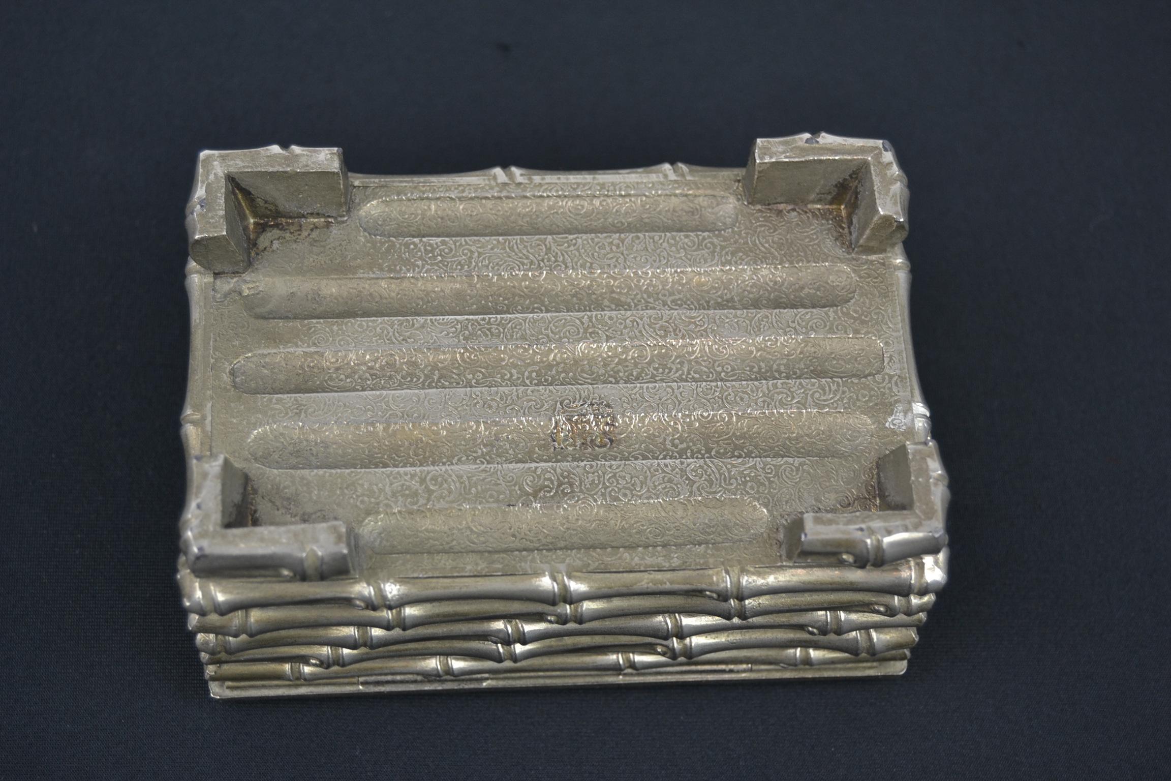 1960s Silver Plated Faux Bamboo Box Maison Baguès For Sale 4