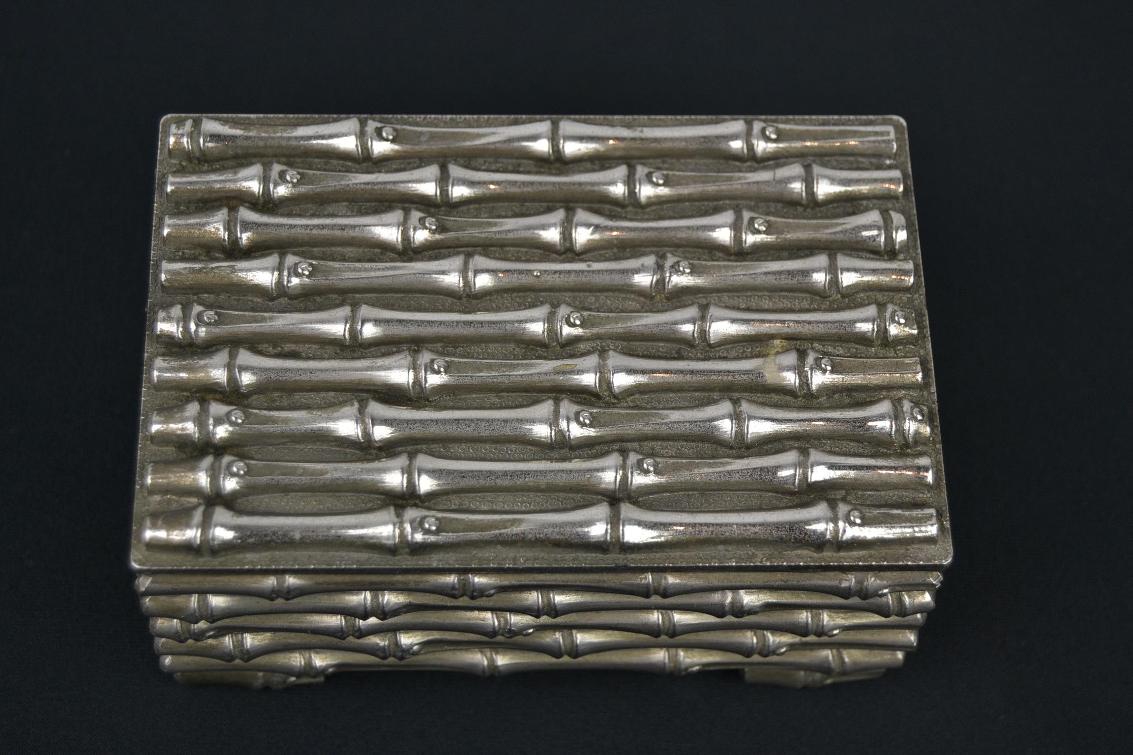 French 1960s Silver Plated Faux Bamboo Box Maison Baguès