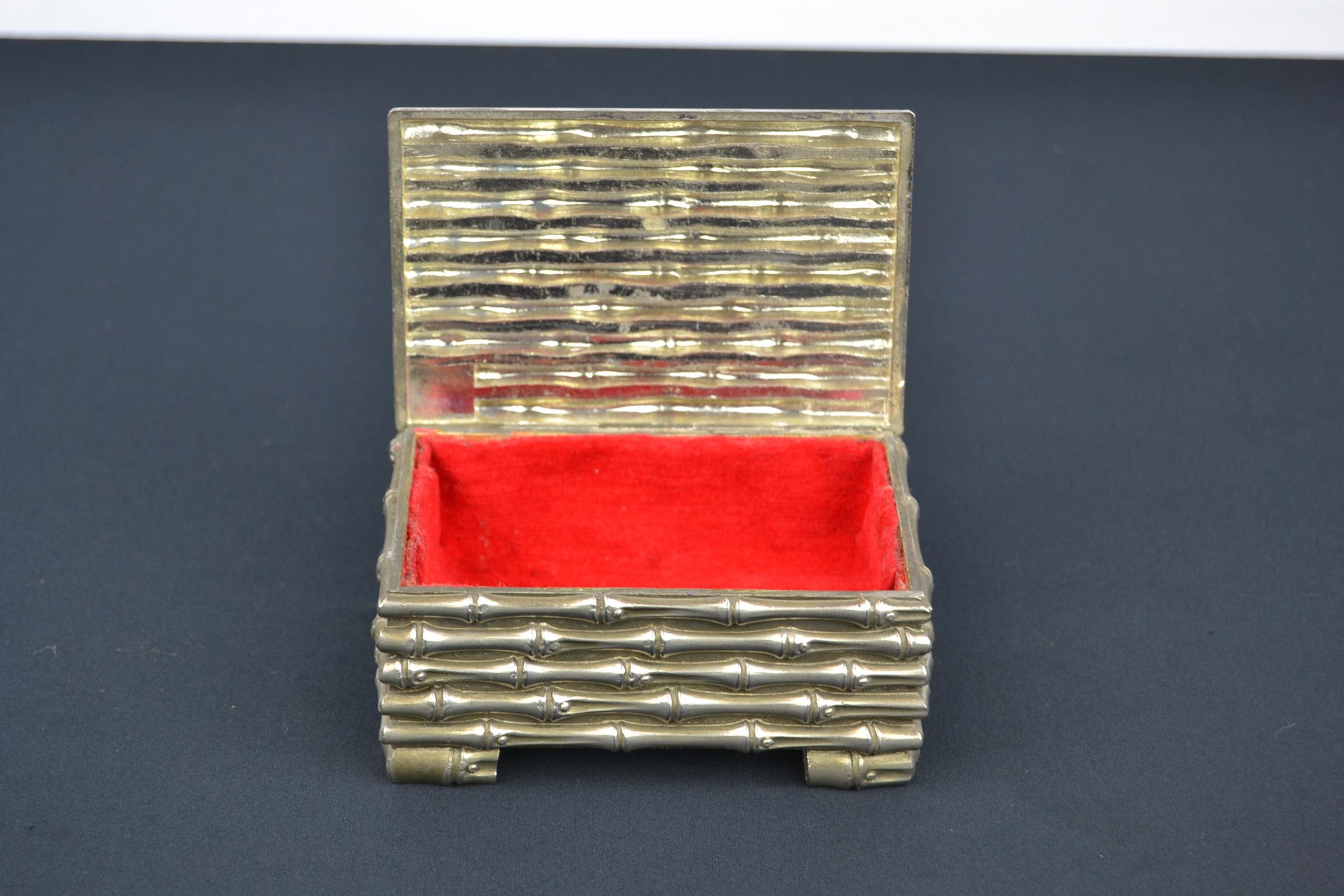 Metalwork 1960s Silver Plated Faux Bamboo Box Maison Baguès