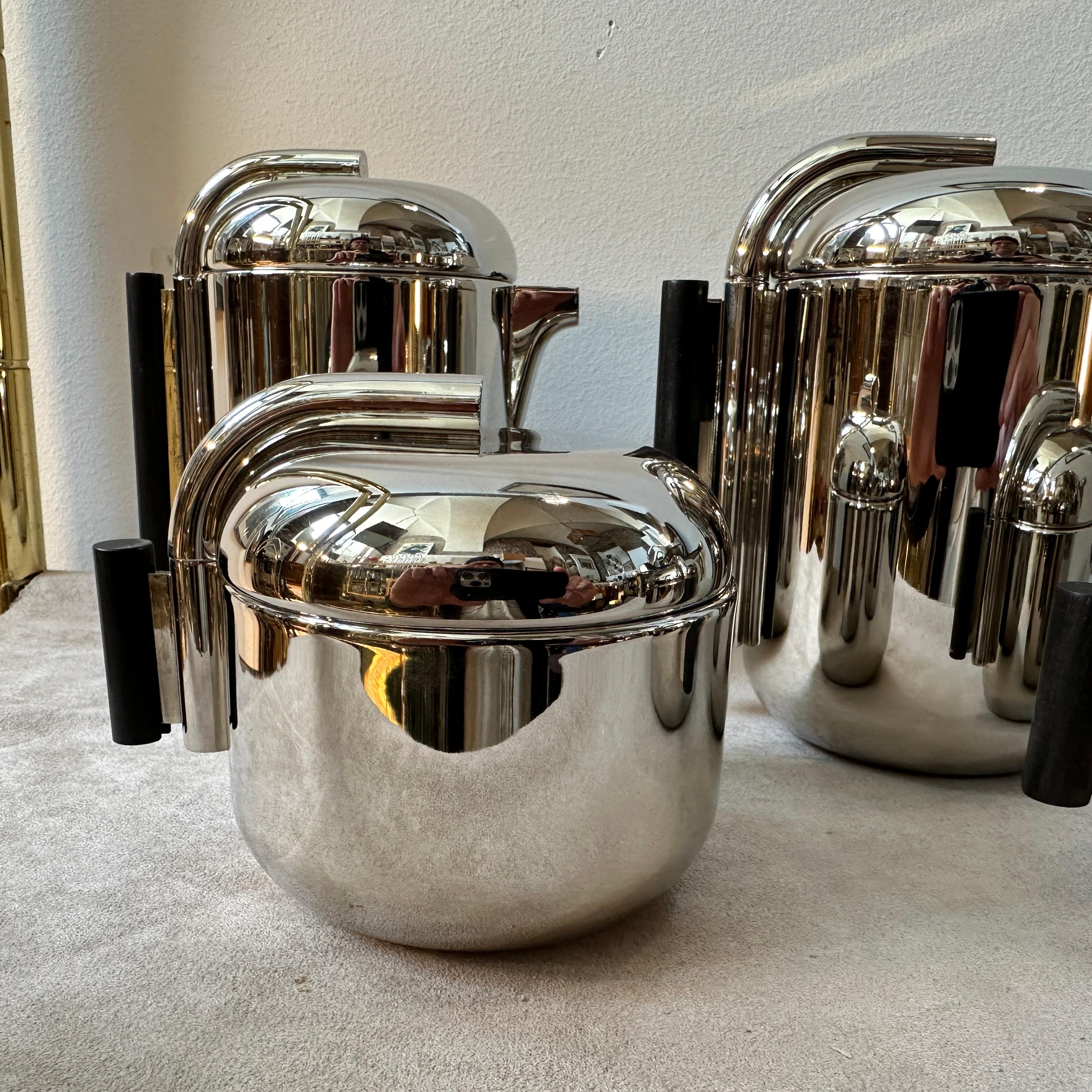 1960s Silver Plated Tea and Coffee Set Designed by G. Coarezza for Mam Milano For Sale 4