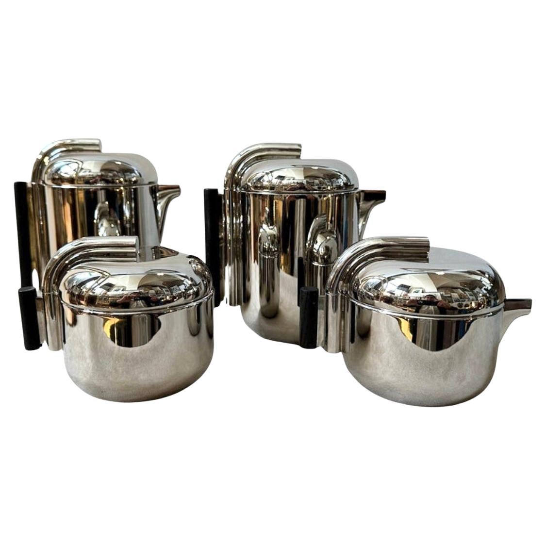 1960s Silver Plated Tea and Coffee Set Designed by G. Coarezza for Mam Milano