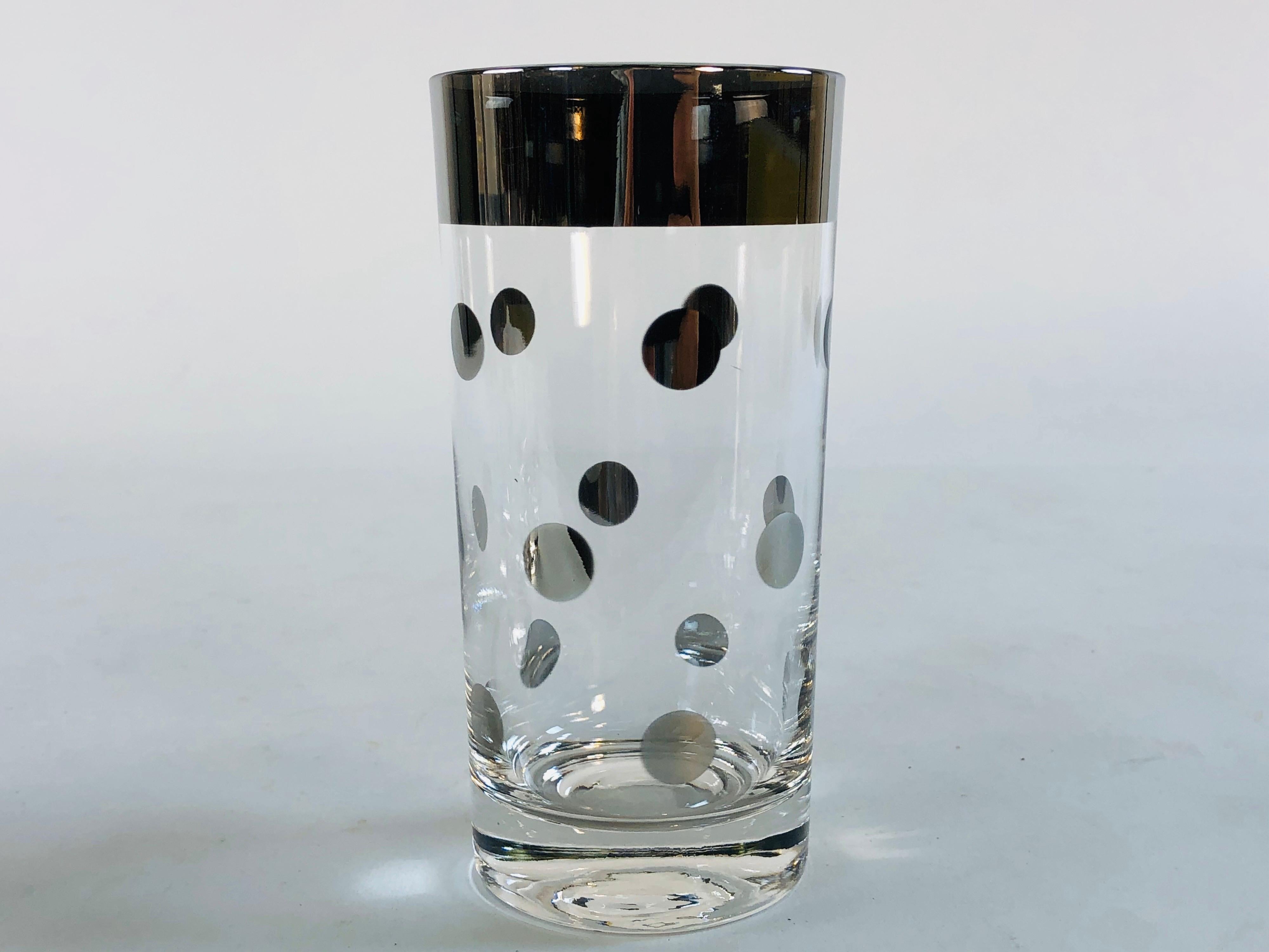 American 1960s Silver Polka Dot Glass Tumblers, Set of 4
