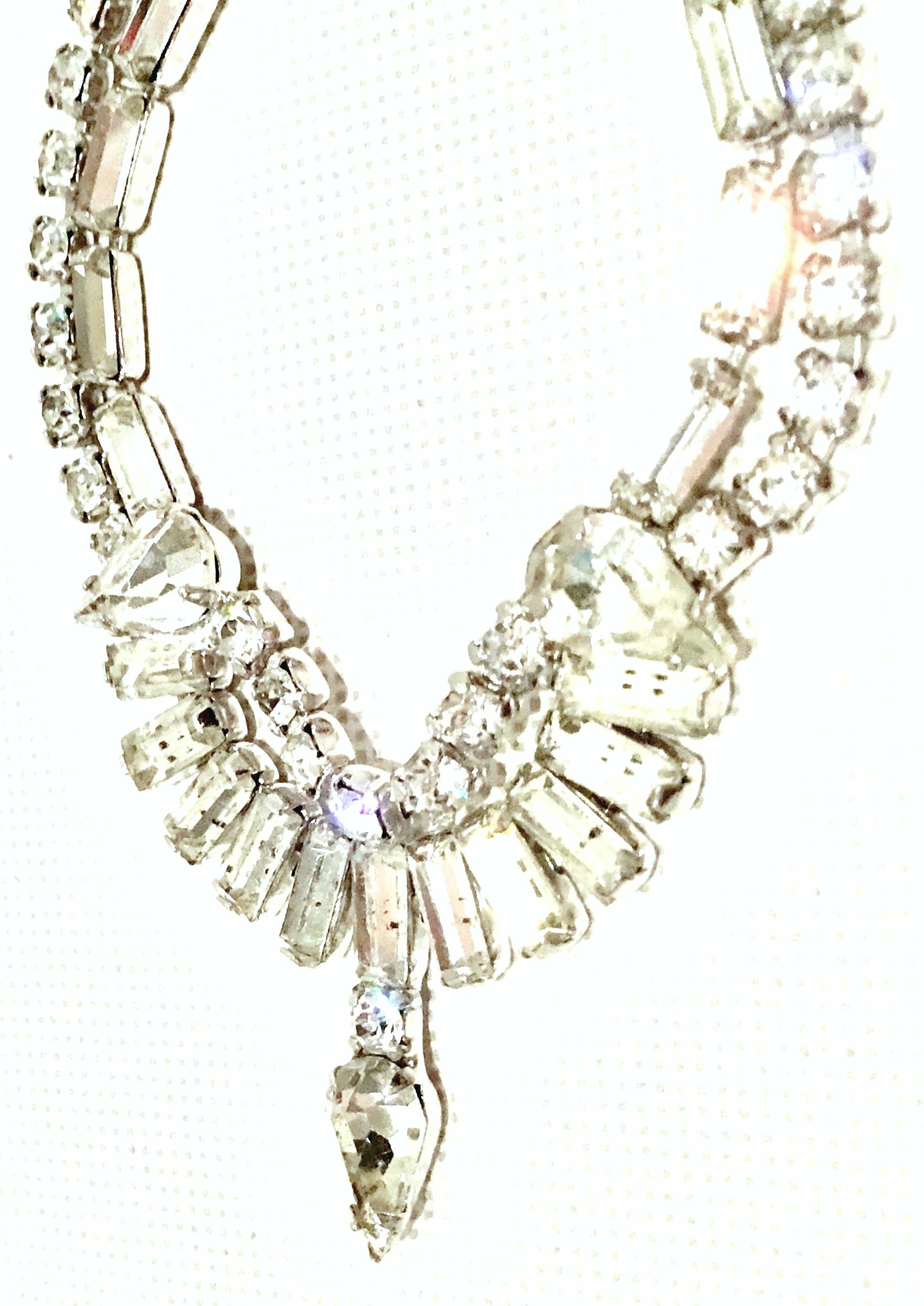 1960'S Silver & Swarovski Crystal Choker Style Necklace By, Kramer Of New York In Good Condition In West Palm Beach, FL