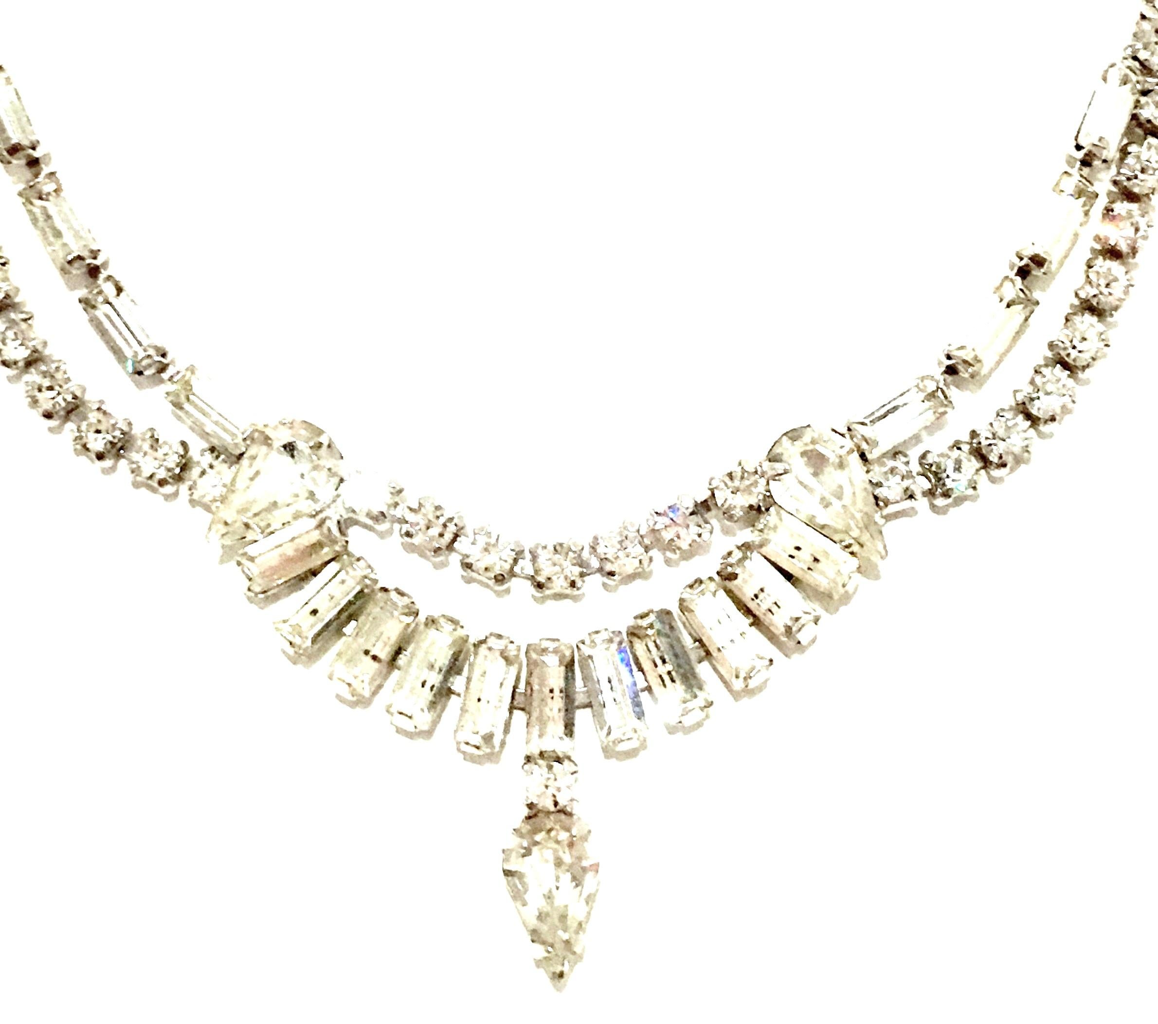 Women's or Men's 1960'S Silver & Swarovski Crystal Choker Style Necklace By, Kramer Of New York
