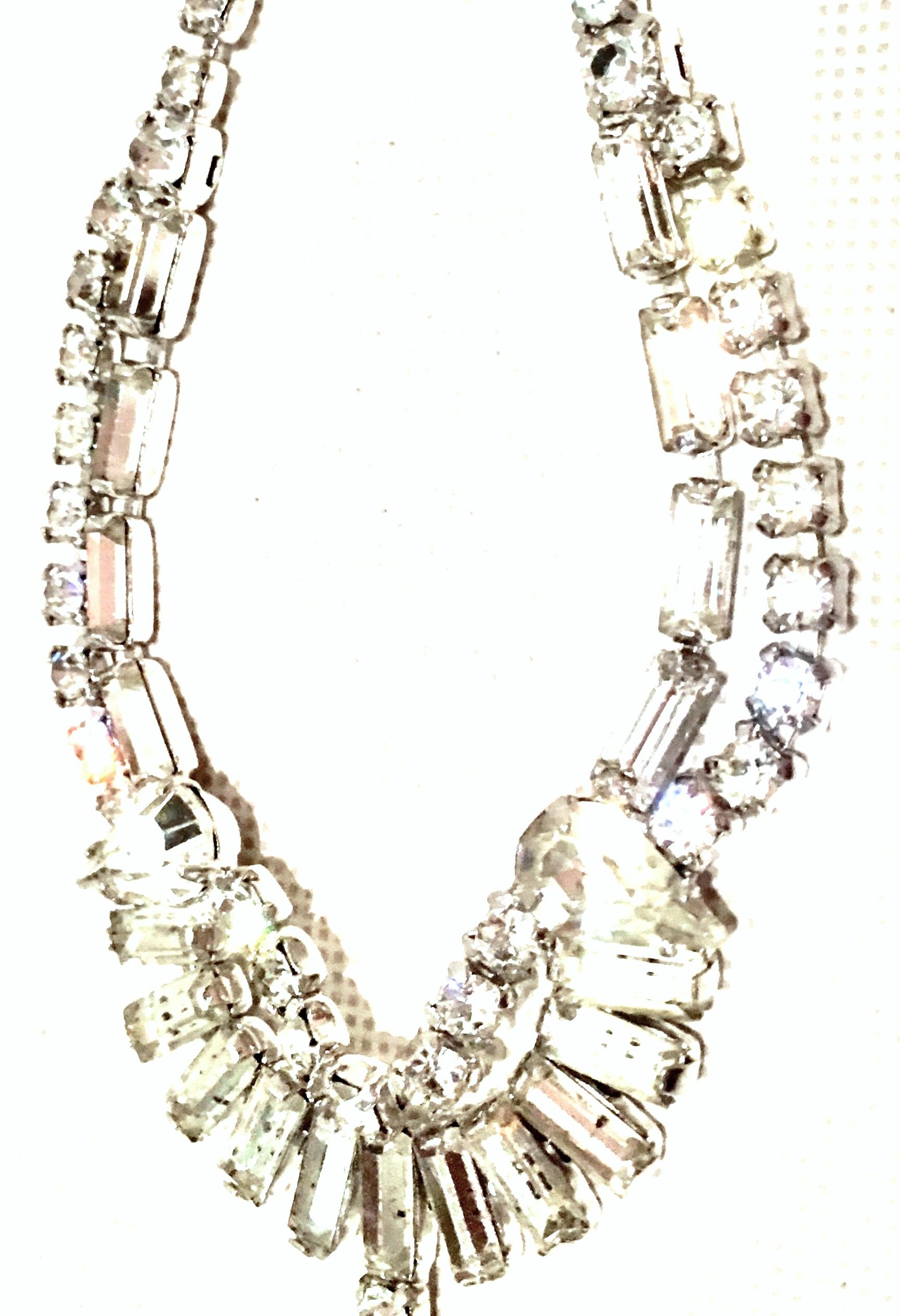 1960'S Silver & Swarovski Crystal Choker Style Necklace By, Kramer Of New York 1