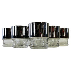 1960s Silver Wide-Band Glass Tumblers, Set of 8