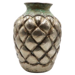 1960s Silverplated Turquoise Vase Los Castillo style