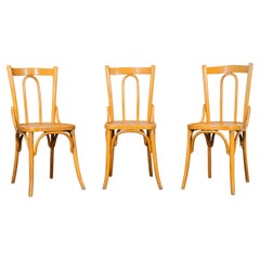 Retro 1960's  Simple Classic Back Bentwood Blonde Dining Chair - Set Of Three