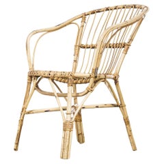 1960
s Simple French Rattan Armchair
