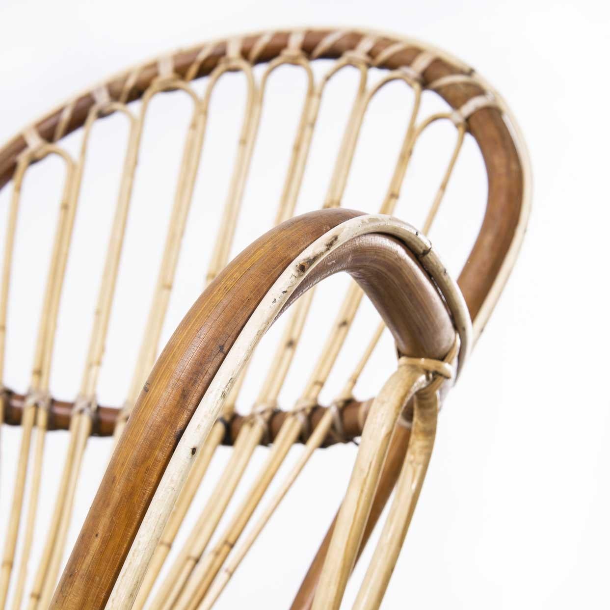 1960's Simple French Rattan Hooped Back Armchair 3